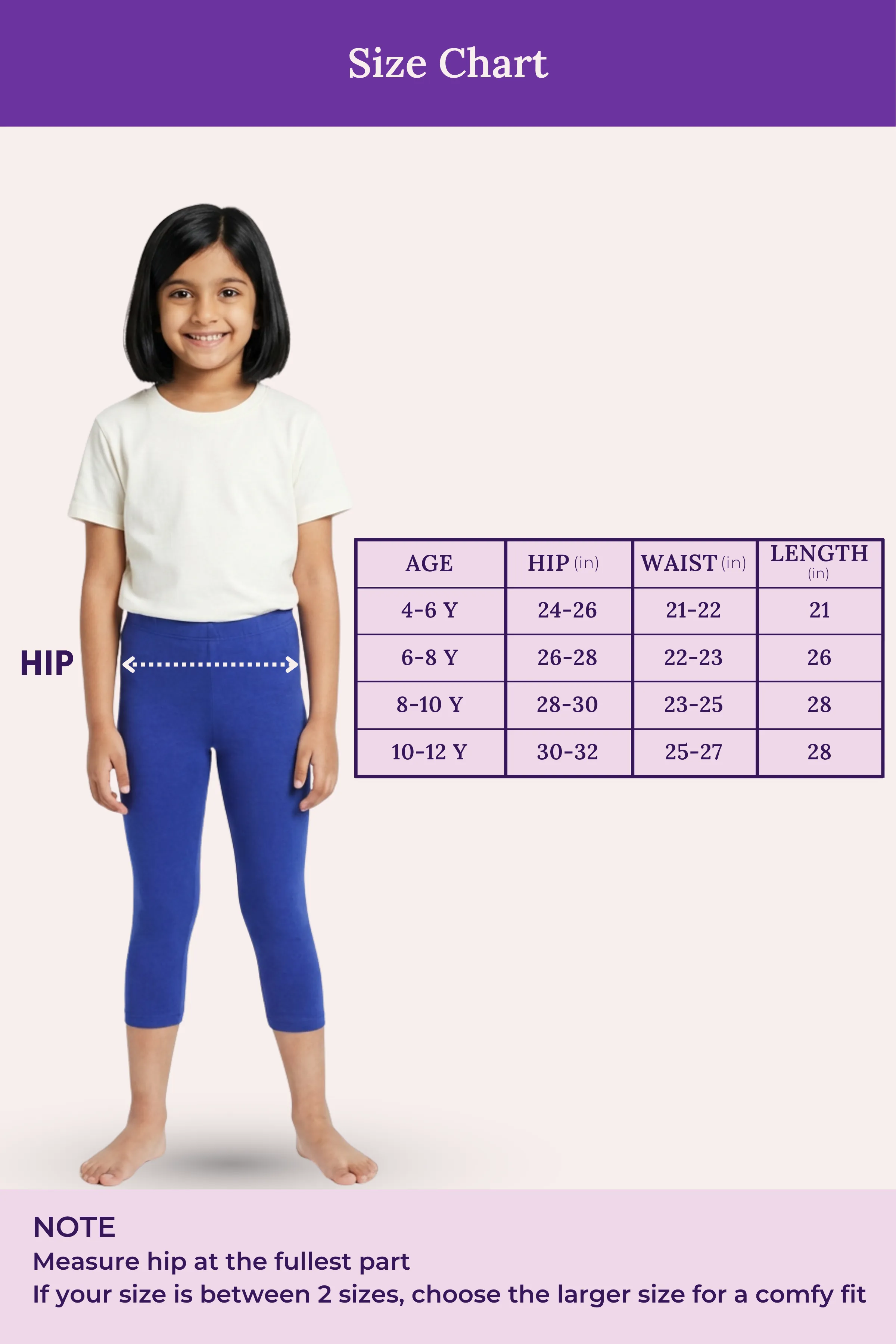 Girls’ Cropped Leggings | Mid Waist | 3/4 Length | Cotton–Elastane Blend | Non-See-Through | Gusset Crotch to Prevent Ripping - Image 4