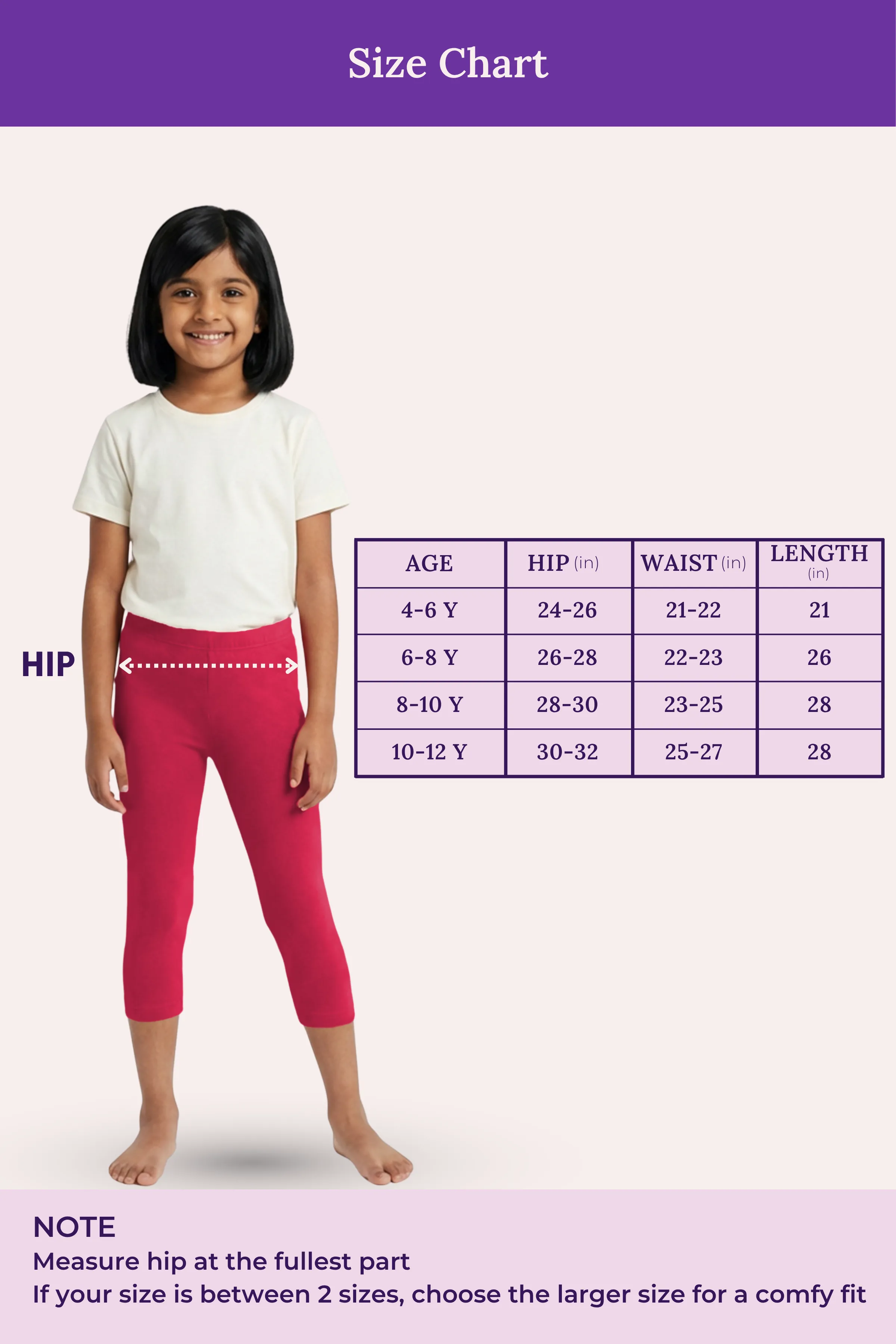 Girls’ Cropped Leggings | Mid Waist | 3/4 Length | Cotton–Elastane Blend | Non-See-Through | Gusset Crotch to Prevent Ripping - Image 4