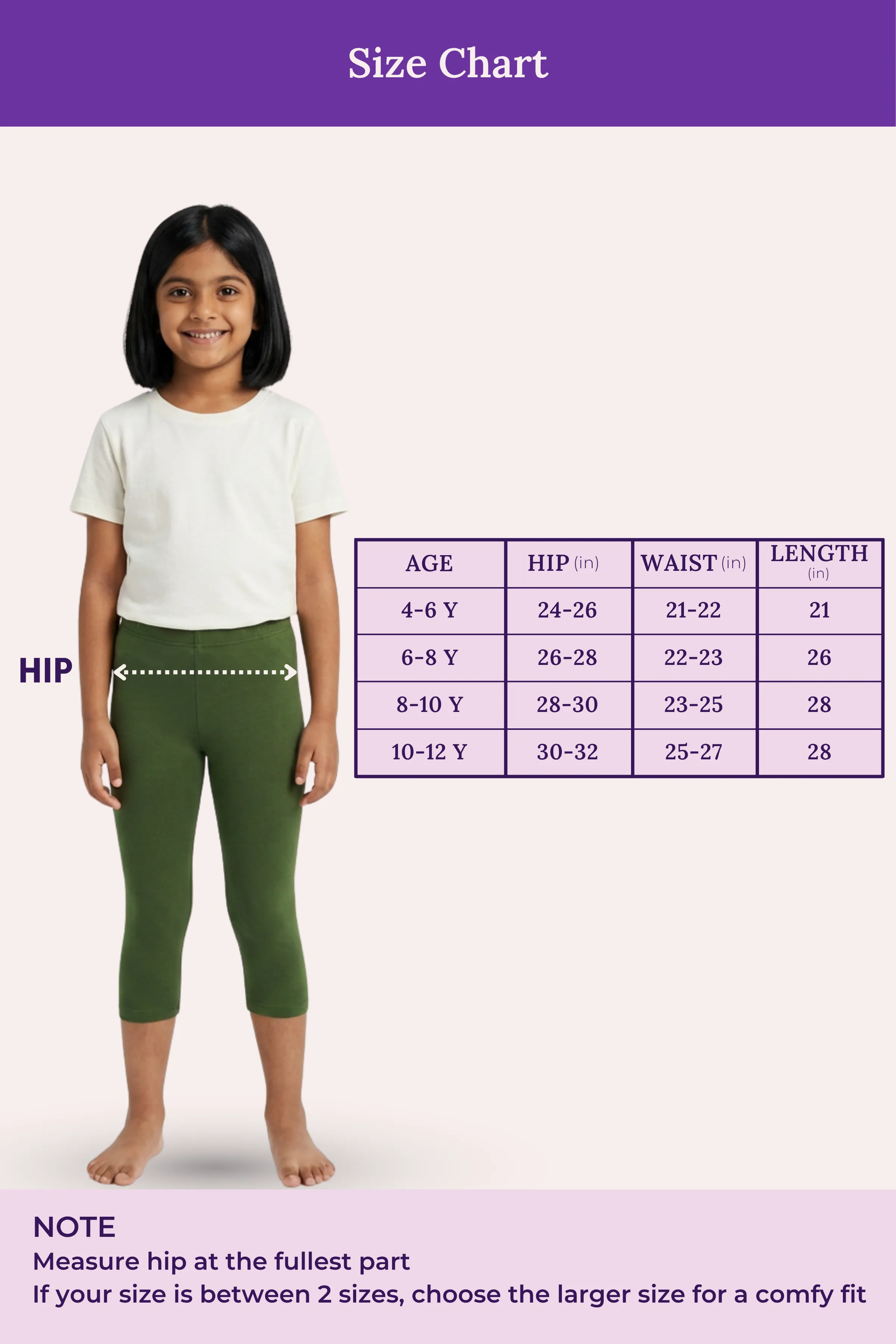 Girls’ Cropped Leggings | Mid Waist | 3/4 Length | Cotton–Elastane Blend | Non-See-Through | Gusset Crotch to Prevent Ripping - Image 4