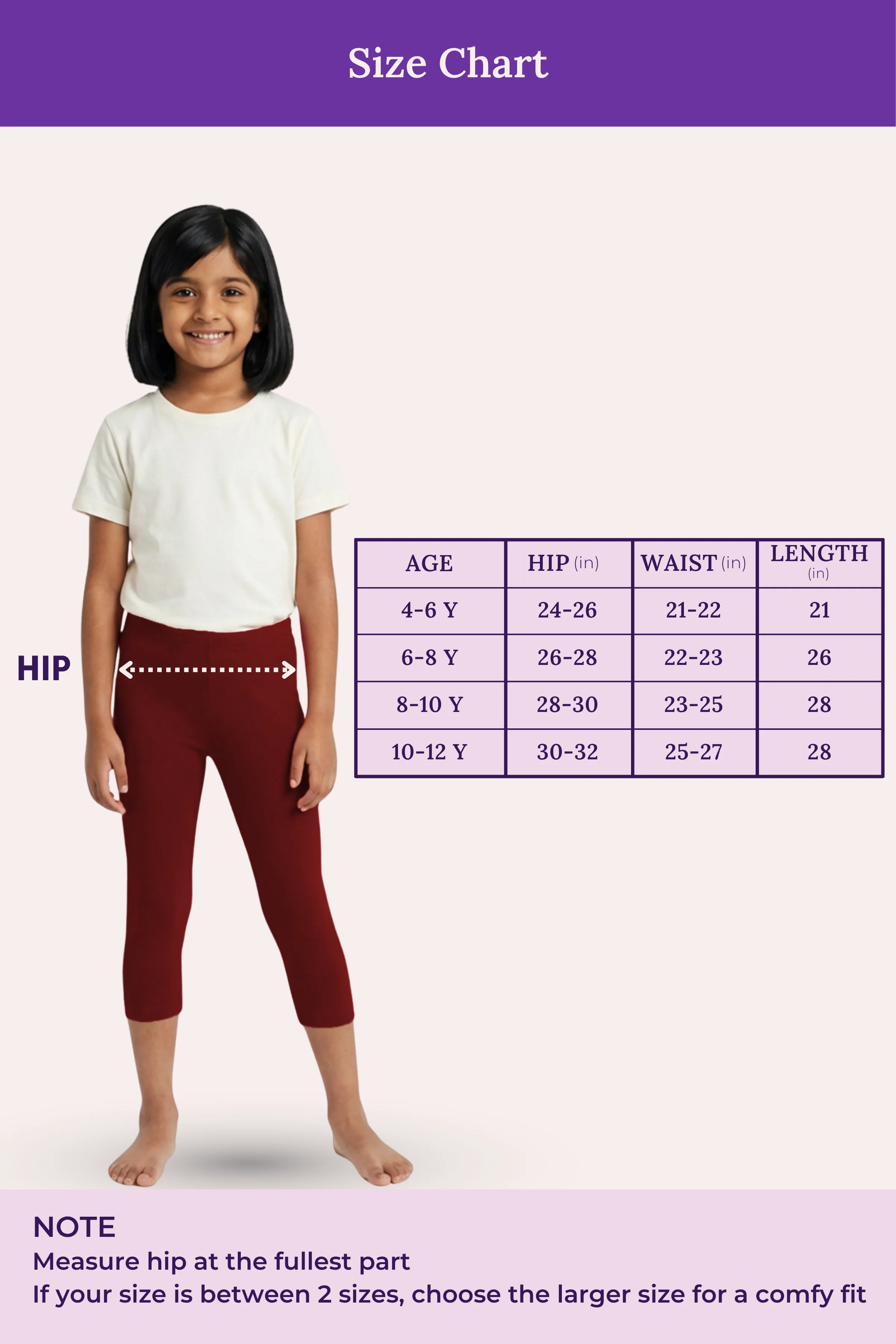 Girls’ Cropped Leggings | Mid Waist | 3/4 Length | Cotton–Elastane Blend | Non-See-Through | Gusset Crotch to Prevent Ripping - Image 4
