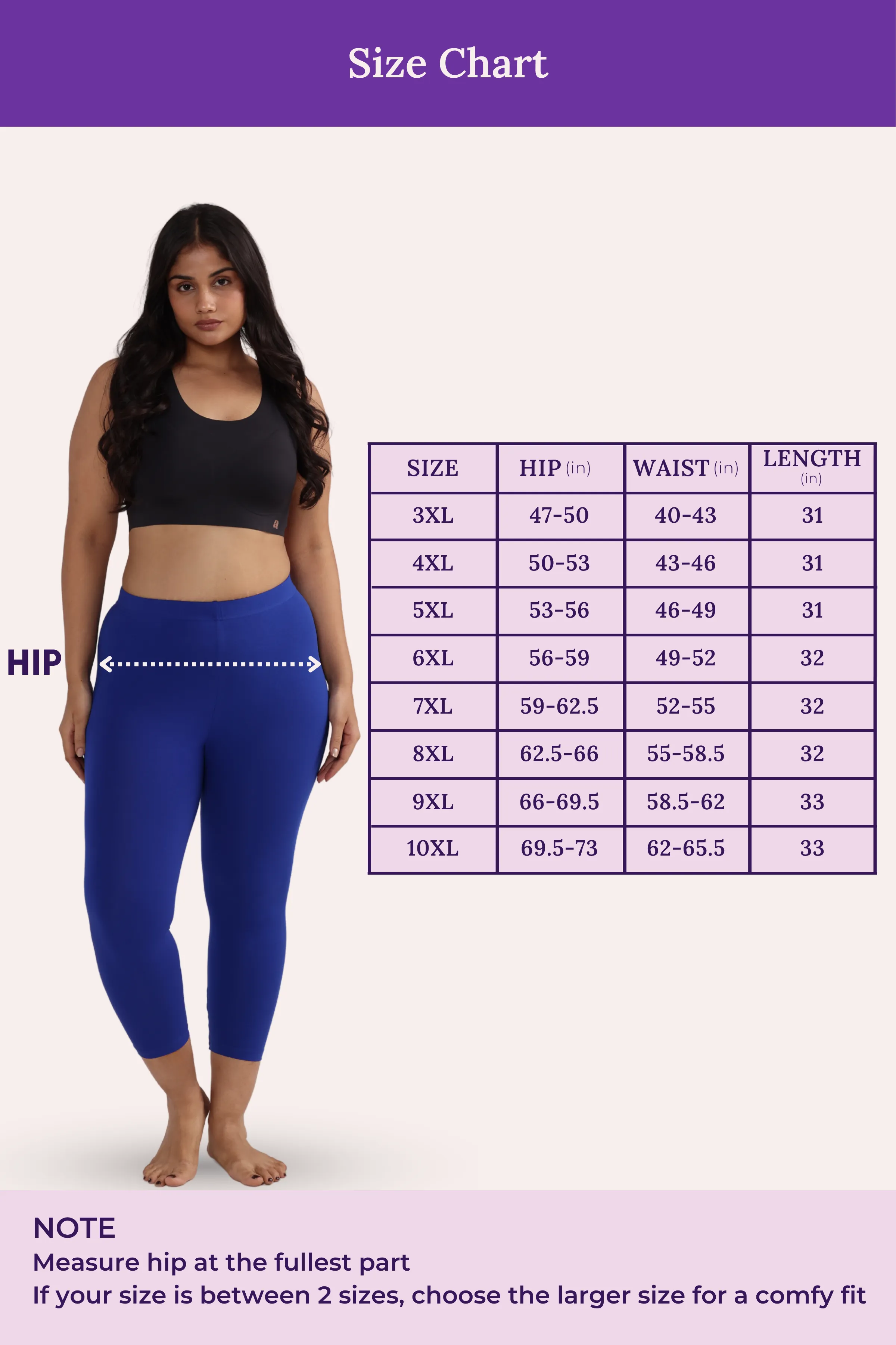 Cropped Leggings For Plus Size | Mid Waist | 3/4 Length | Cotton–Elastane Blend | Non-See-Through | Gusset Crotch to Prevent Ripping - Image 4