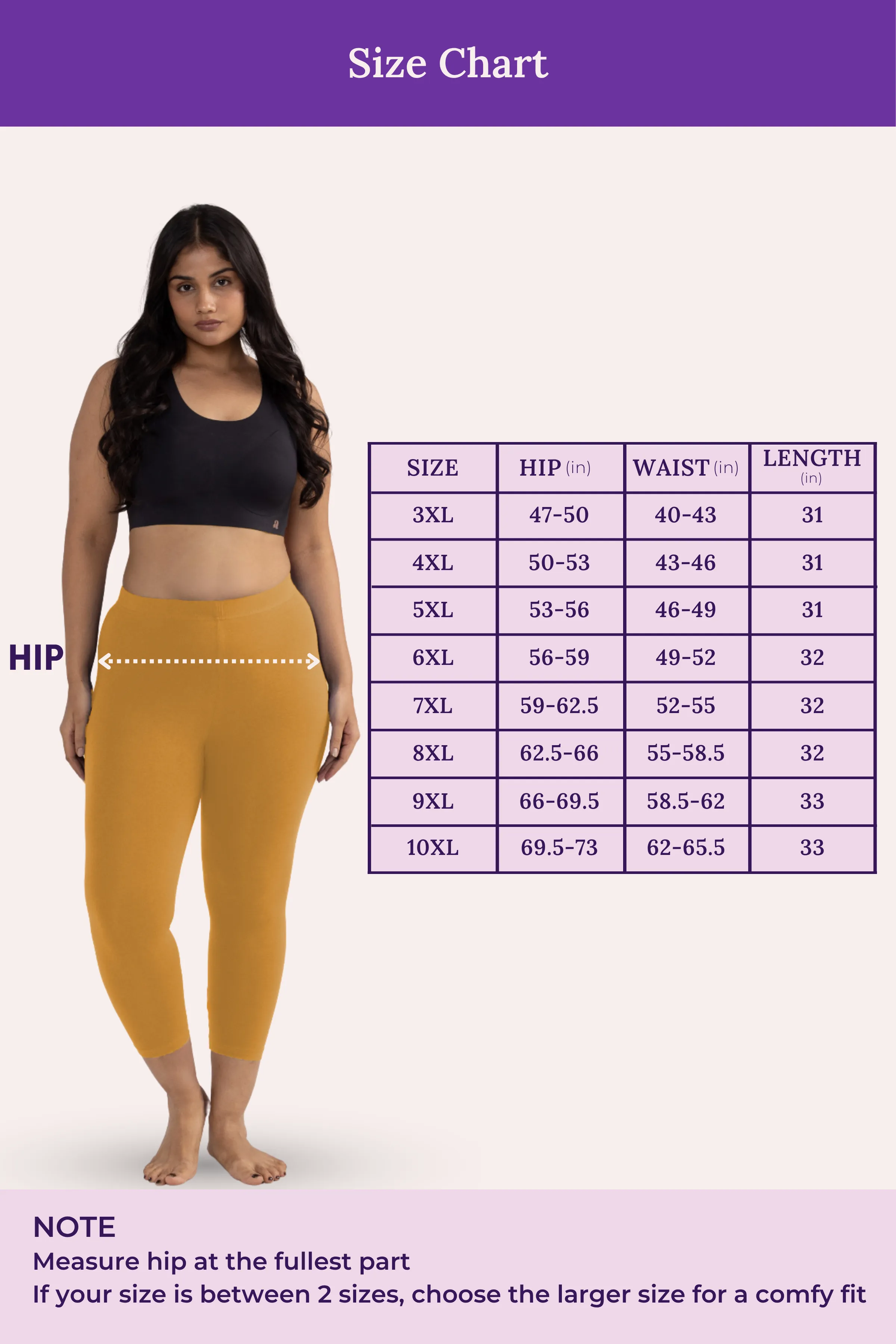 Cropped Leggings For Plus Size | Mid Waist | 3/4 Length | Cotton–Elastane Blend | Non-See-Through | Gusset Crotch to Prevent Ripping - Image 4