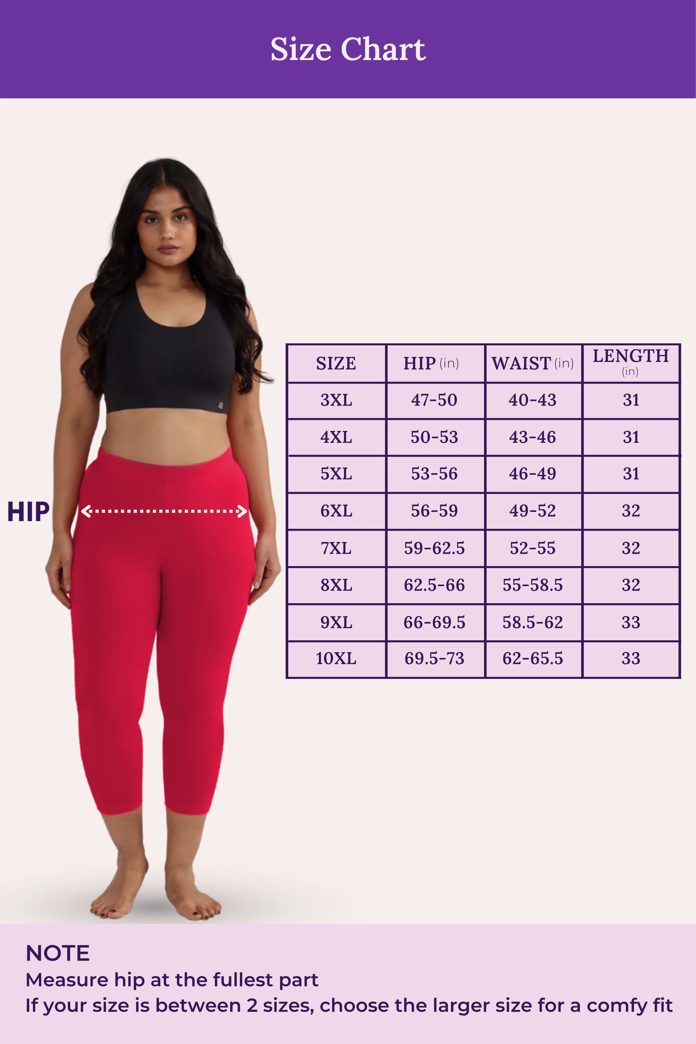 Cropped Leggings For Plus Size | Mid Waist | 3/4 Length | Cotton–Elastane Blend | Non-See-Through | Gusset Crotch to Prevent Ripping - Image 4