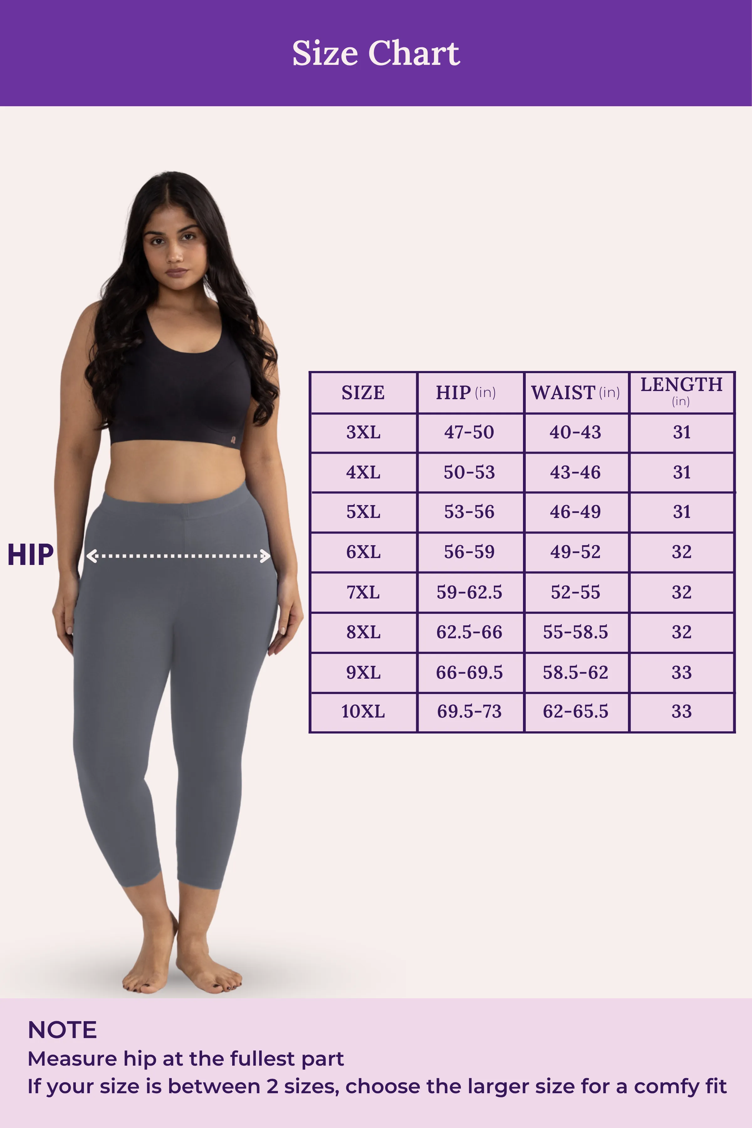 Cropped Leggings For Plus Size | Mid Waist | 3/4 Length | Cotton–Elastane Blend | Non-See-Through | Gusset Crotch to Prevent Ripping - Image 4