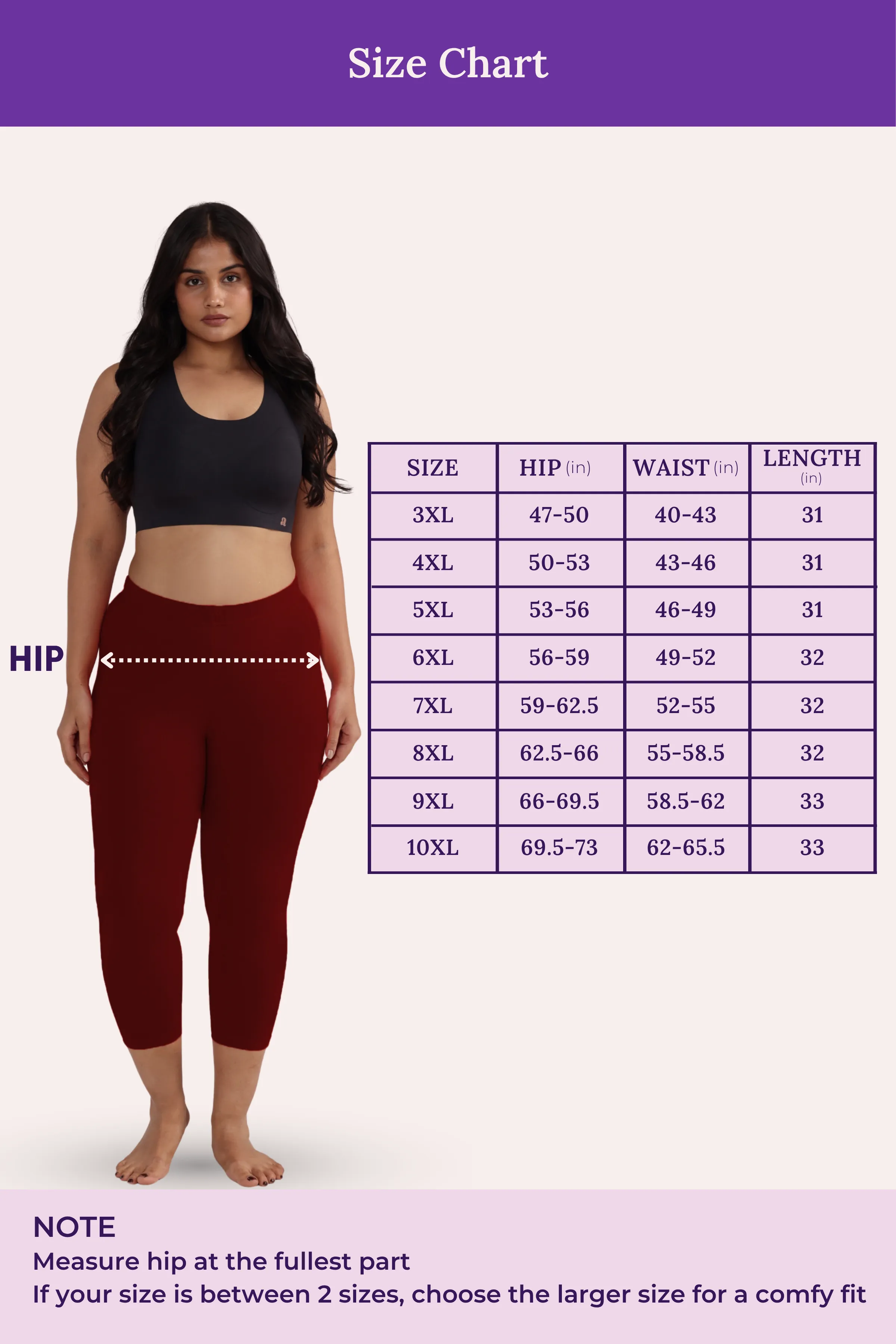 Cropped Leggings For Plus Size | Mid Waist | 3/4 Length | Cotton–Elastane Blend | Non-See-Through | Gusset Crotch to Prevent Ripping - Image 4