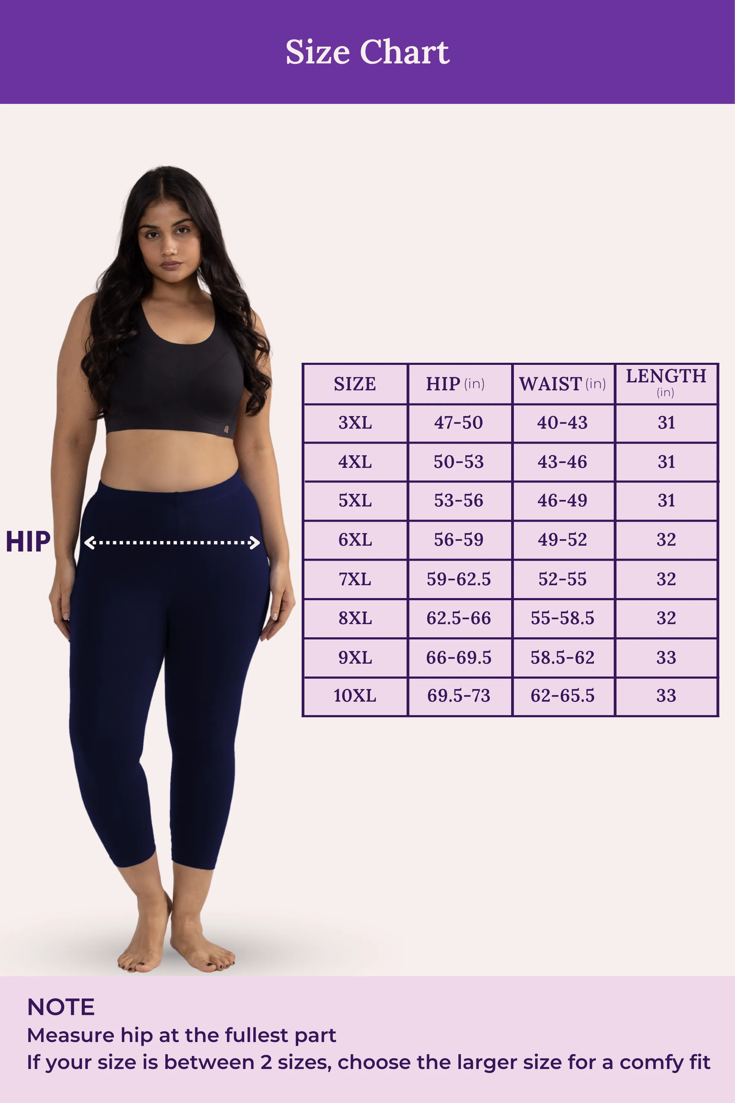 Cropped Leggings For Plus Size | Mid Waist | 3/4 Length | Cotton–Elastane Blend | Non-See-Through | Gusset Crotch to Prevent Ripping - Image 4