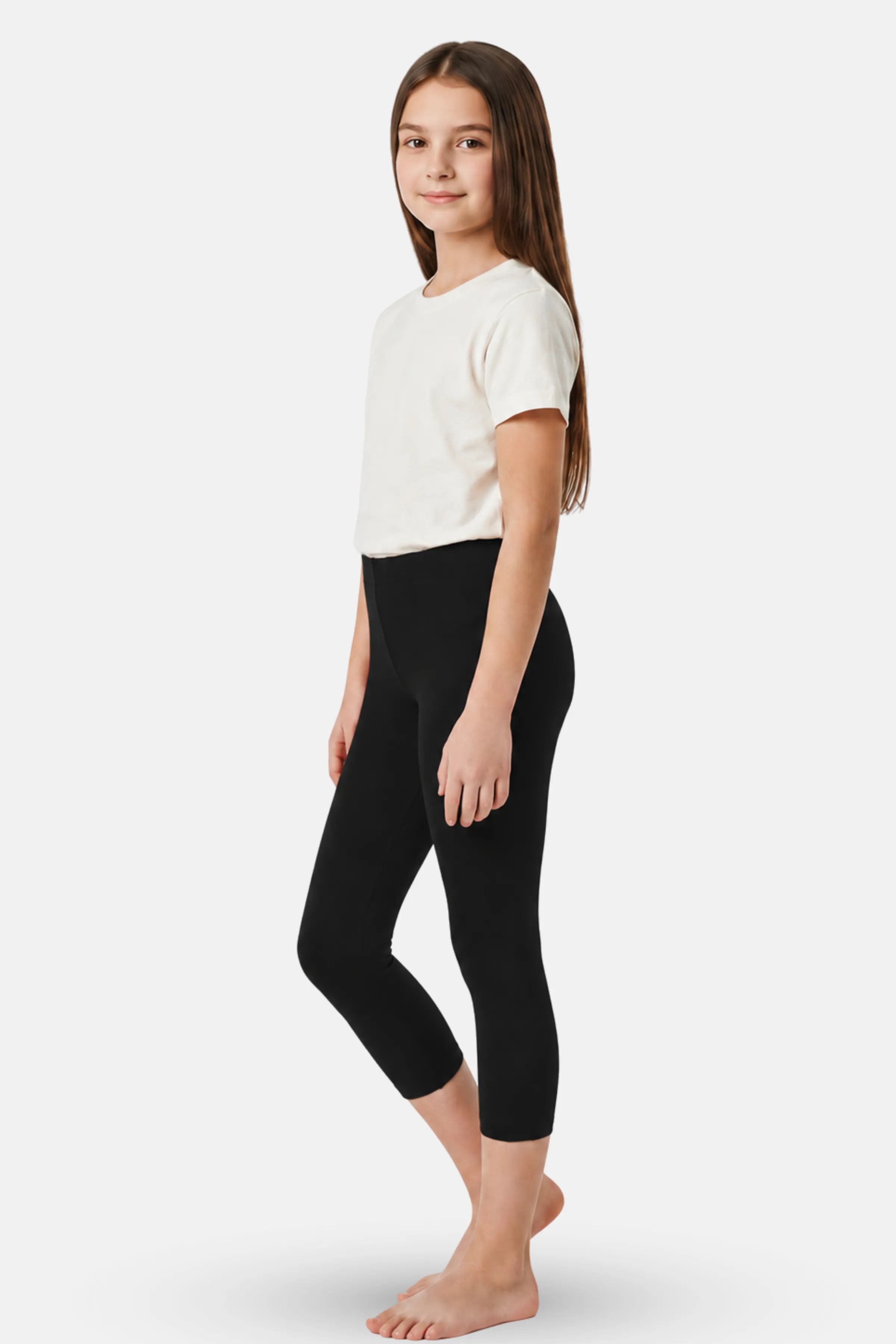 Teen Cropped Leggings | Mid Waist | 3/4 Length | Cotton–Elastane Blend | Non-See-Through | Gusset Crotch to Prevent Ripping