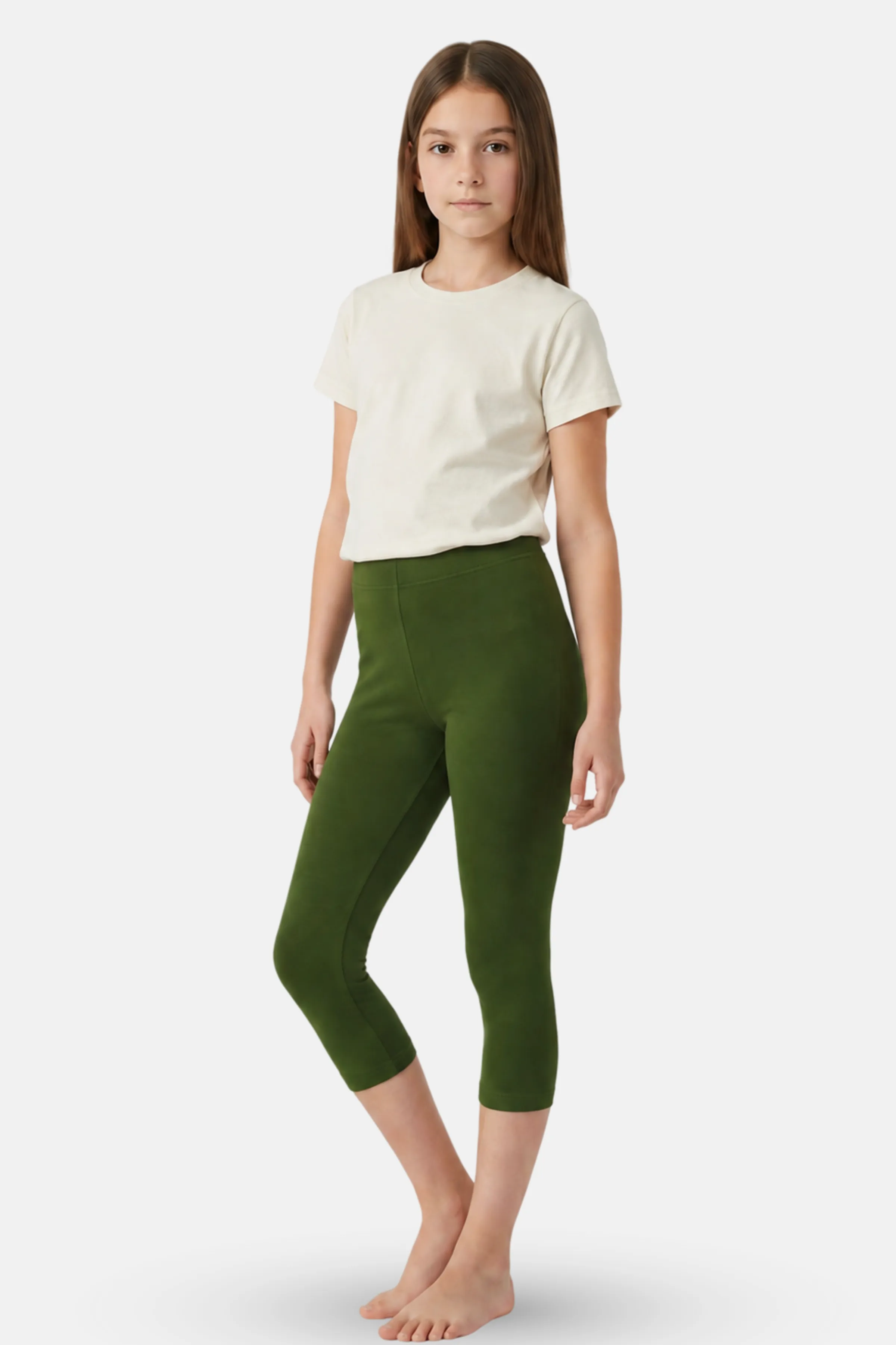 Teen Cropped Leggings | Mid Waist | 3/4 Length | Cotton–Elastane Blend | Non-See-Through | Gusset Crotch to Prevent Ripping