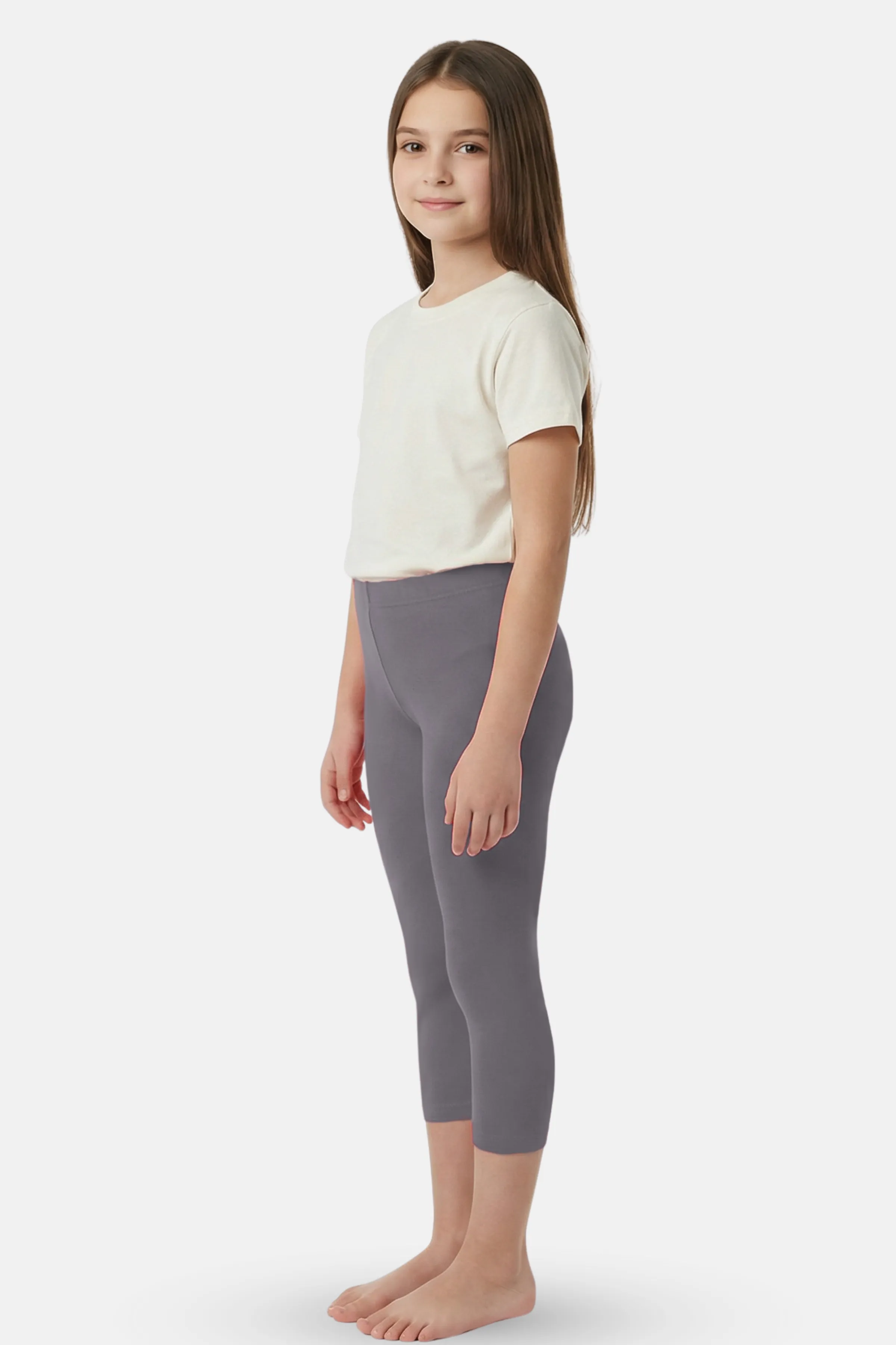Teen Cropped Leggings | Mid Waist | 3/4 Length | Cotton–Elastane Blend | Non-See-Through | Gusset Crotch to Prevent Ripping