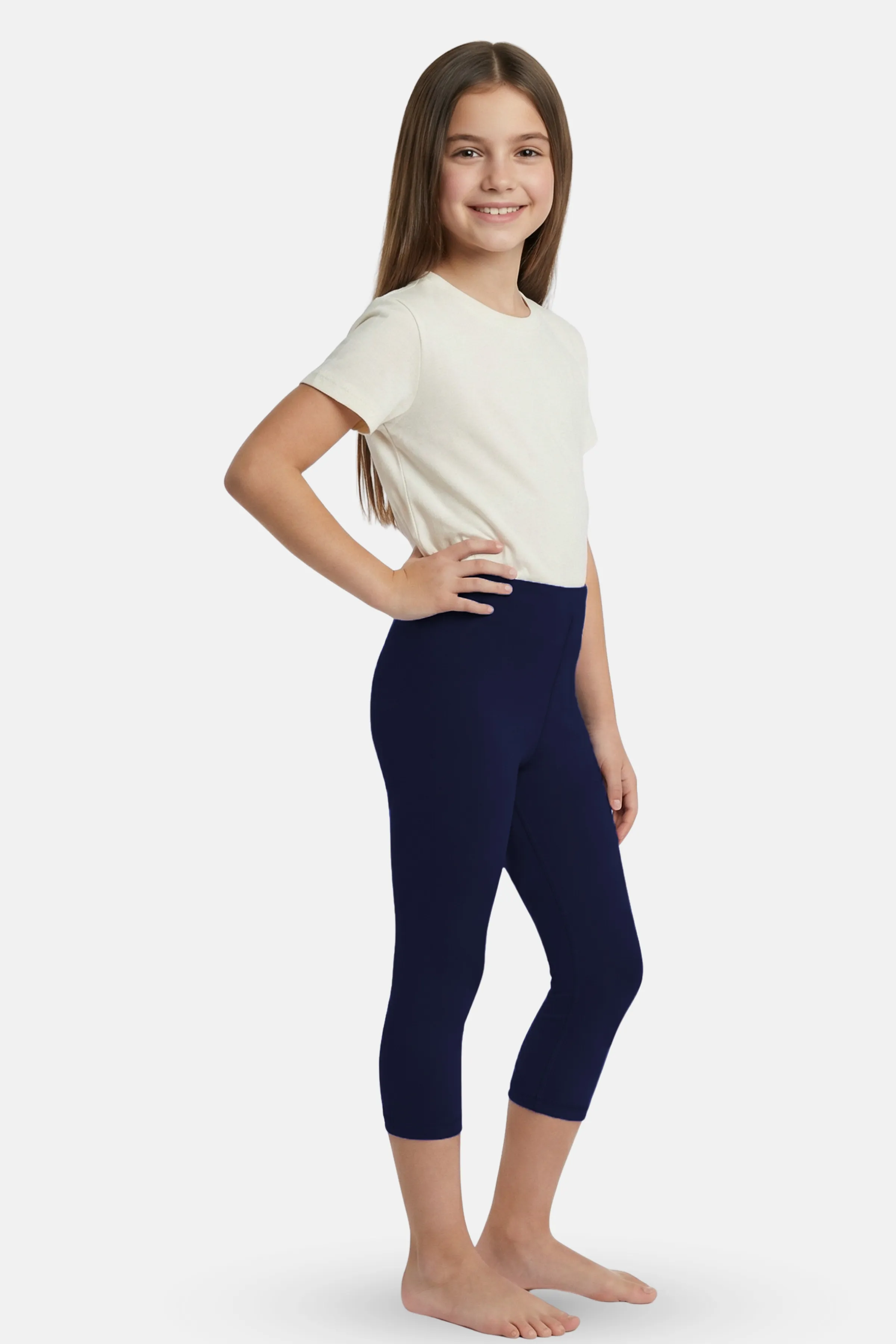 Teen Cropped Leggings | Mid Waist | 3/4 Length | Cotton–Elastane Blend | Non-See-Through | Gusset Crotch to Prevent Ripping