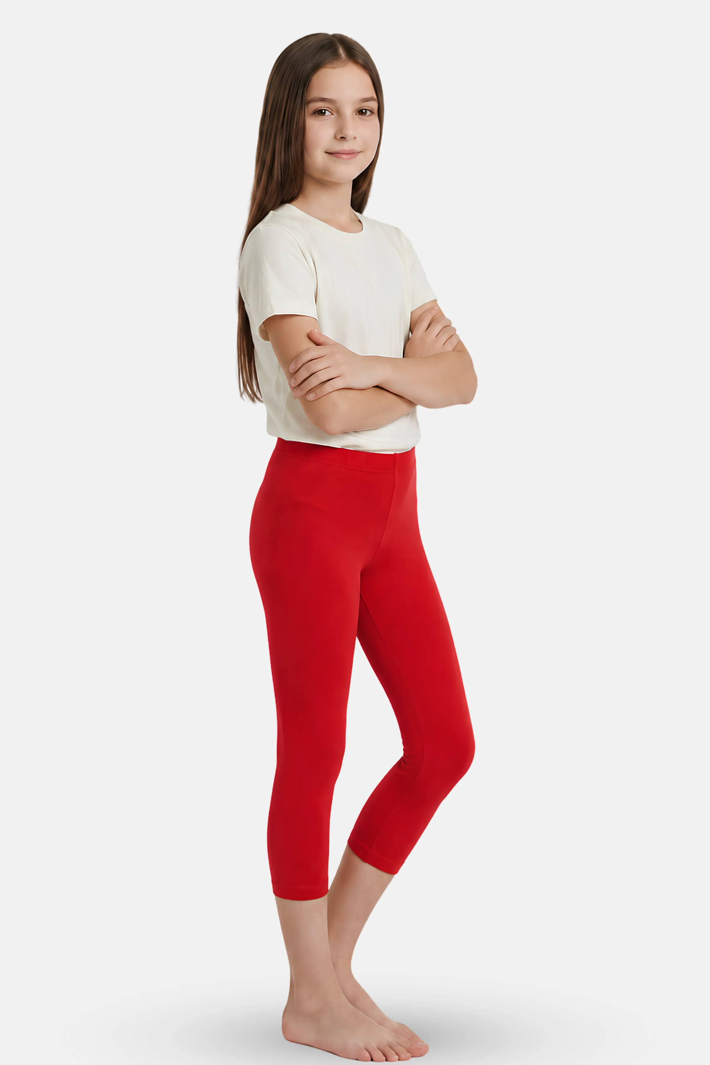 Teen Cropped Leggings | Mid Waist | 3/4 Length | Cotton–Elastane Blend | Non-See-Through | Gusset Crotch to Prevent Ripping
