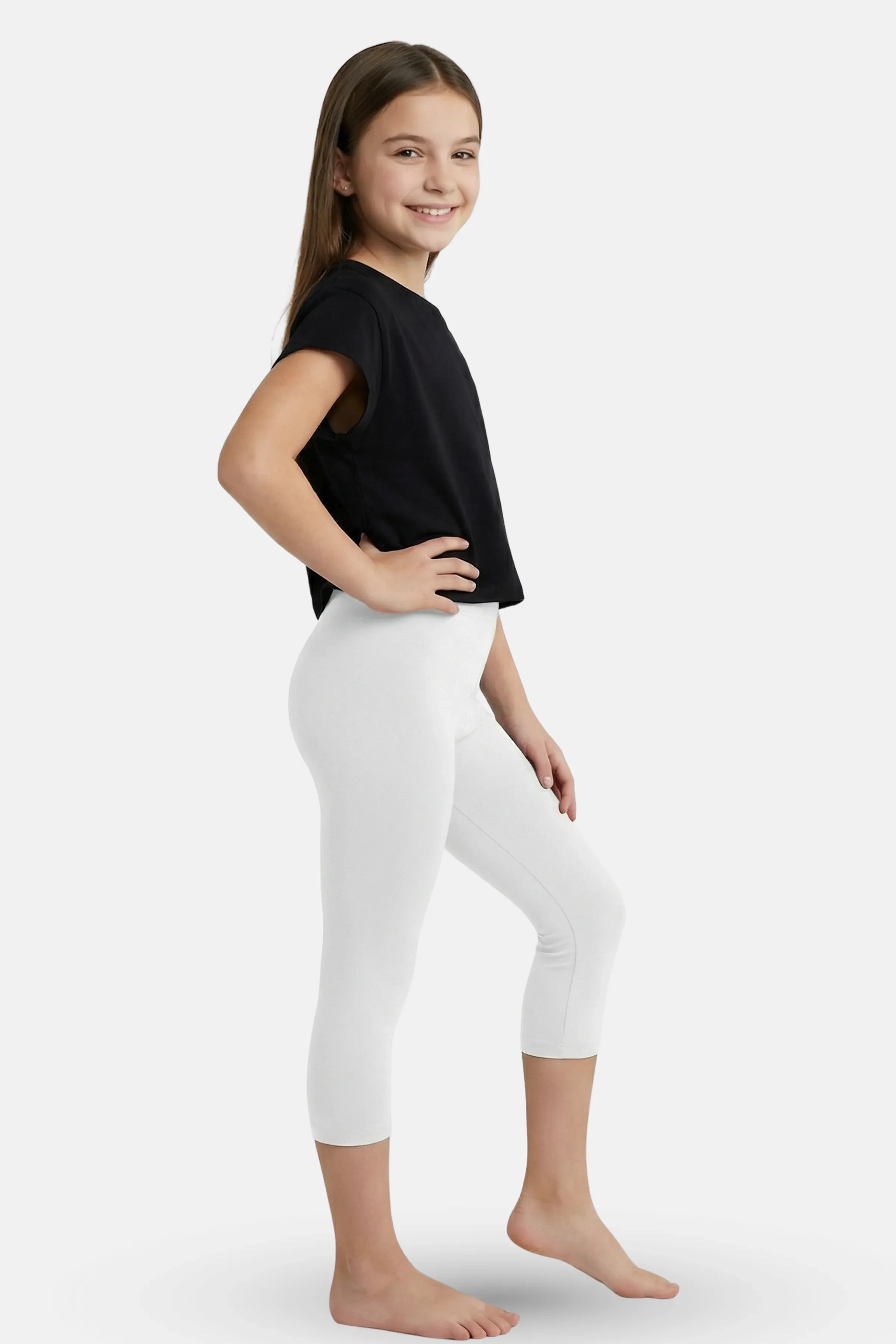 Teen Cropped Leggings | Mid Waist | 3/4 Length | Cotton–Elastane Blend | Non-See-Through | Gusset Crotch to Prevent Ripping