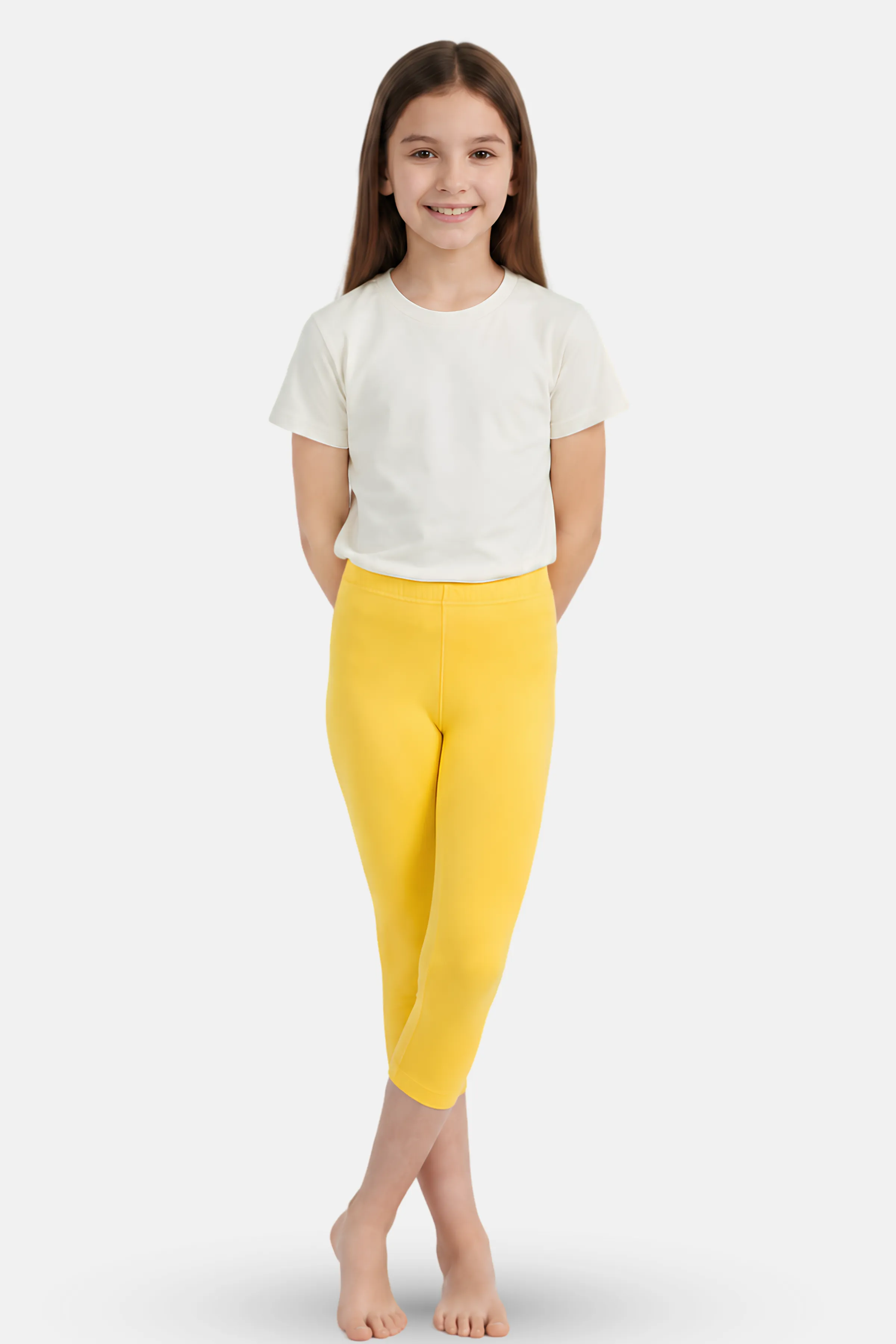 Teen Cropped Leggings | Mid Waist | 3/4 Length | Cotton–Elastane Blend | Non-See-Through | Gusset Crotch to Prevent Ripping
