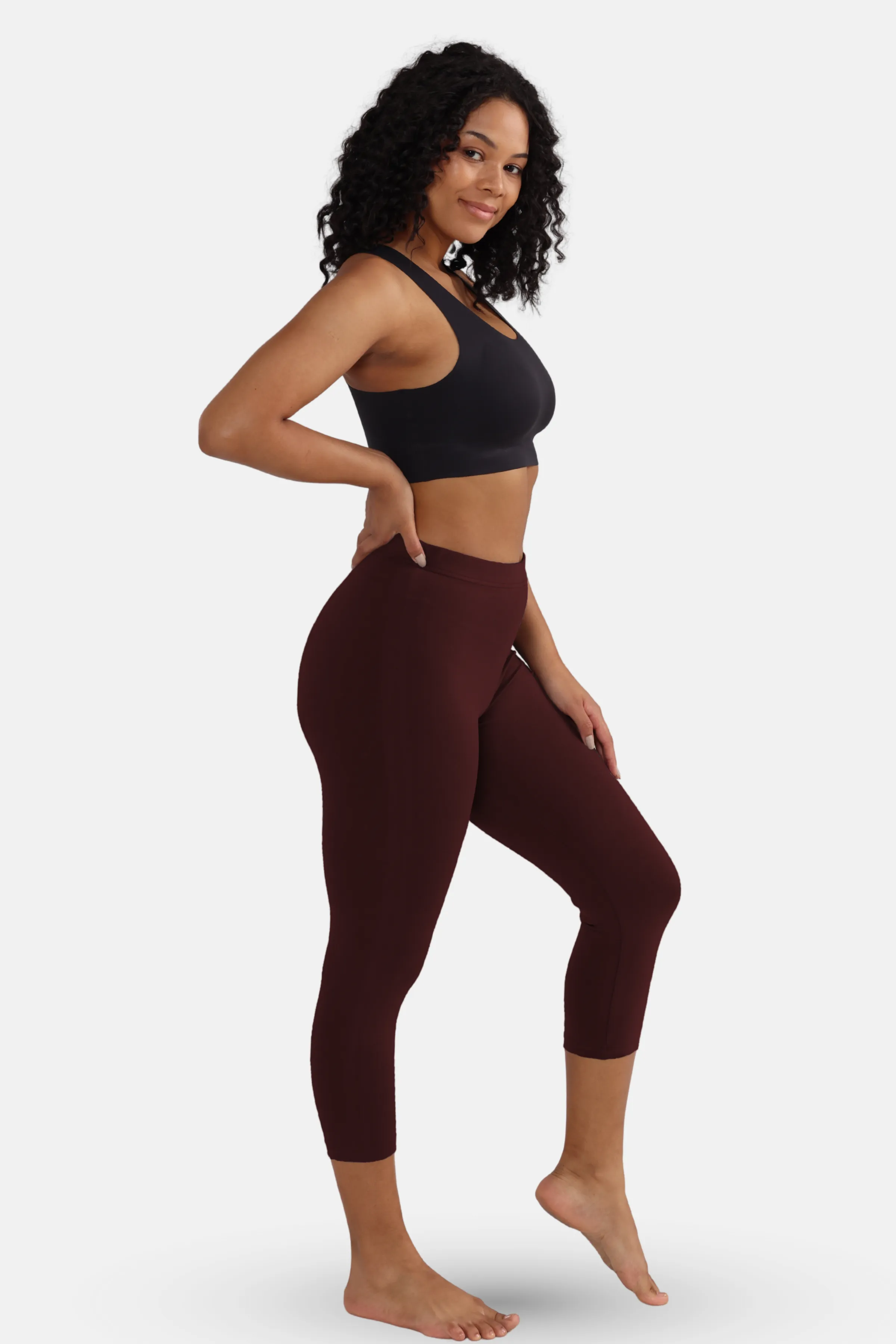 Cropped Leggings | Mid Waist | 3/4 Length | Cotton–Elastane Blend | Non-See-Through | Gusset Crotch to Prevent Ripping