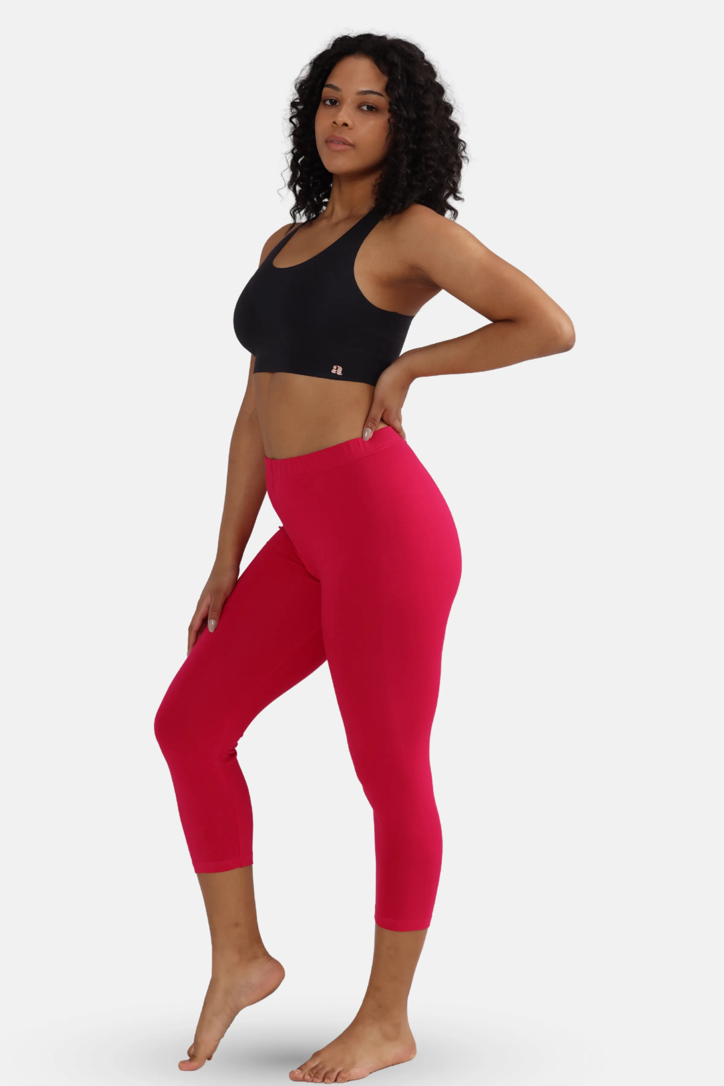 Cropped Leggings | Mid Waist | 3/4 Length | Cotton–Elastane Blend | Non-See-Through | Gusset Crotch to Prevent Ripping