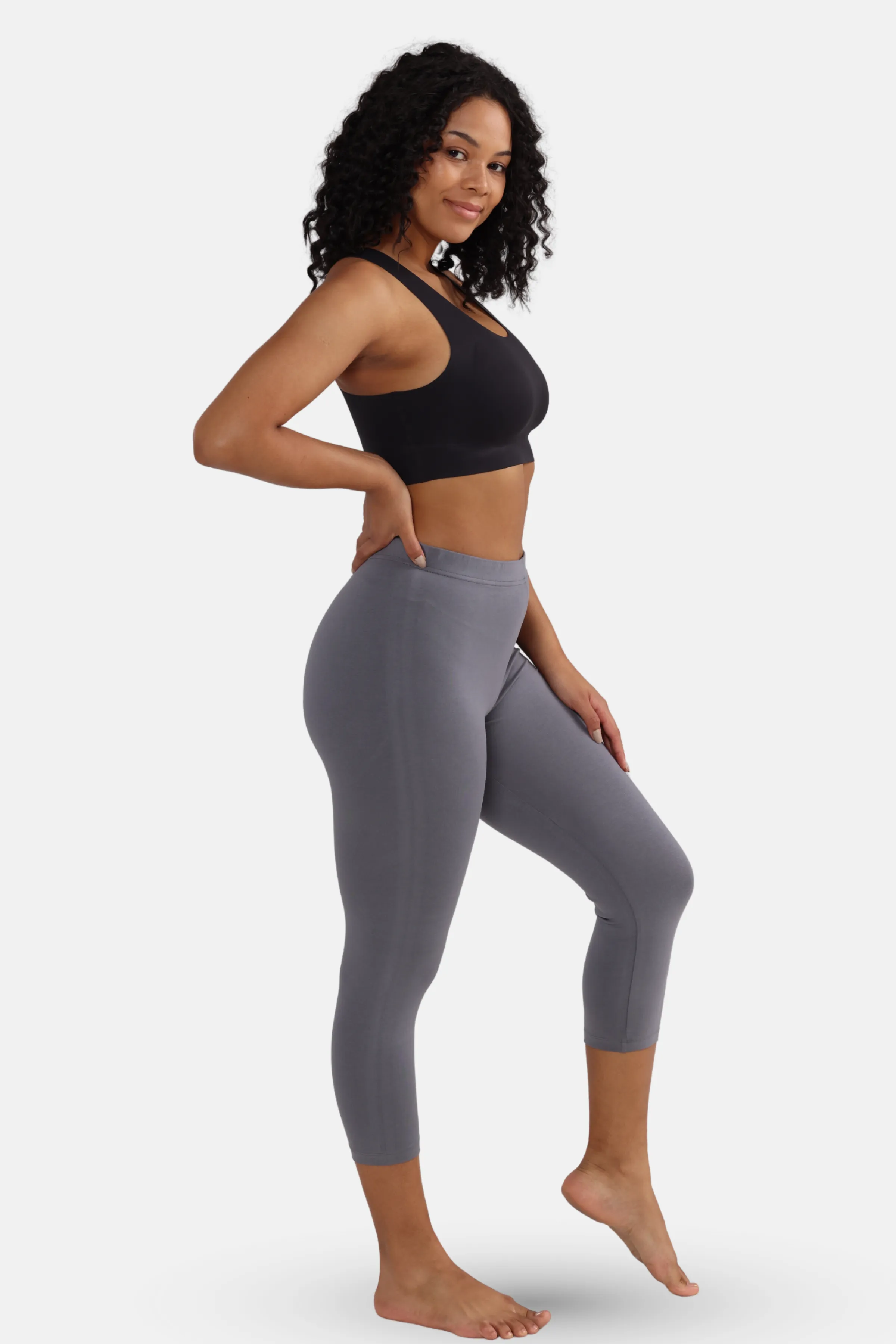 Cropped Leggings | Mid Waist | 3/4 Length | Cotton–Elastane Blend | Non-See-Through | Gusset Crotch to Prevent Ripping