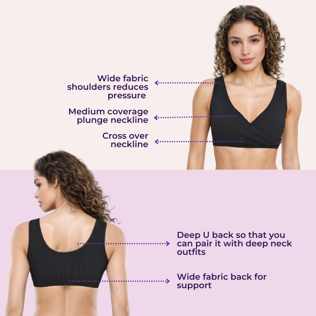 Plunge Bra | Cross Over Neckline | Non Padded Bra | U Back - Image 6