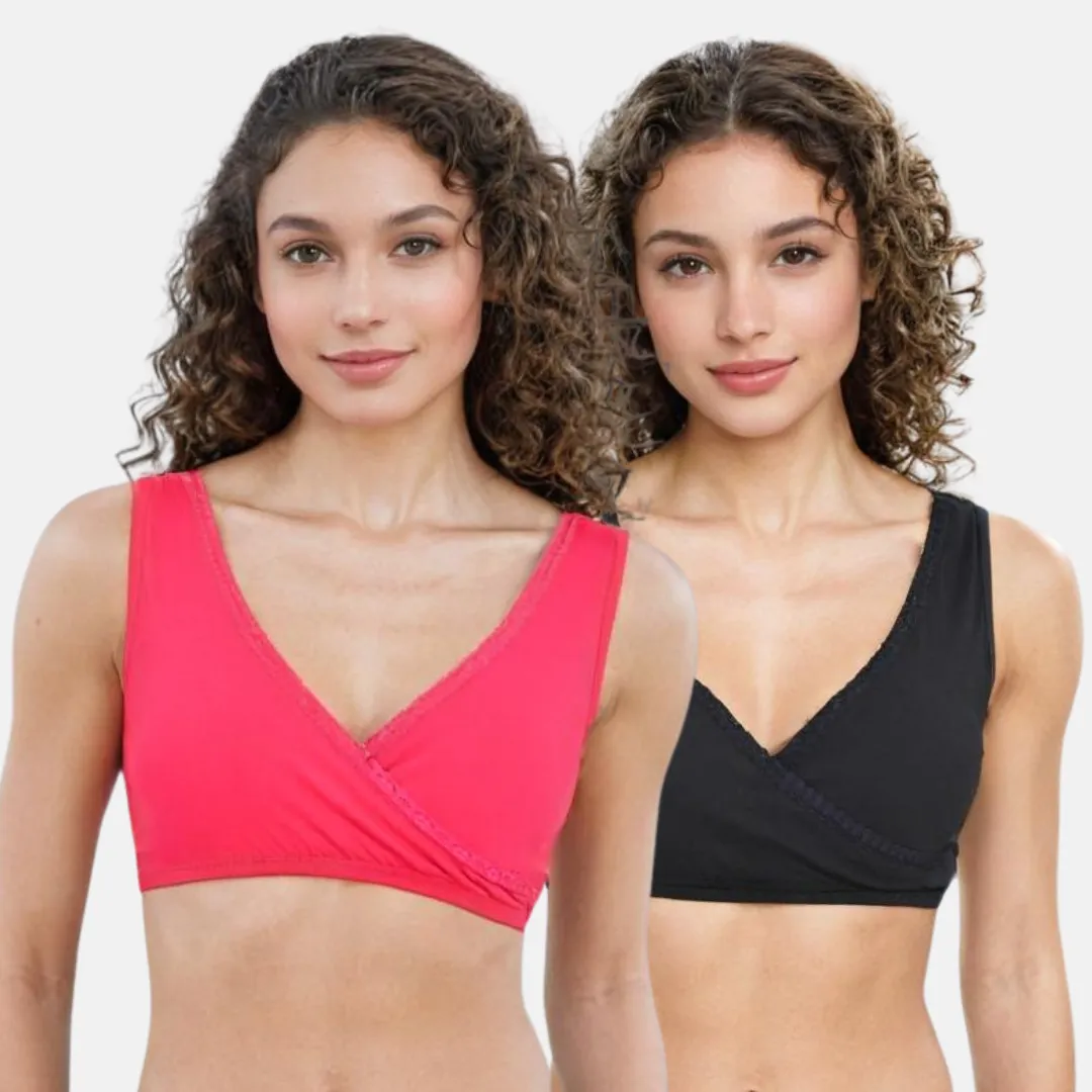Plunge Bra | Cross Over Neckline | Non Wired Bra | U Back | Pack Of 2 - Image 13