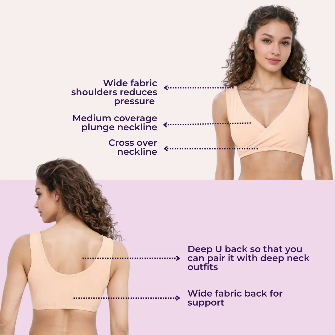 Plunge Bra | Cross Over Neckline | Non Wired Bra | U Back | Pack Of 2 - Image 6