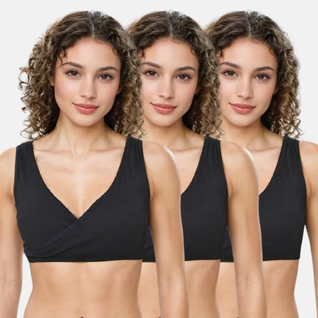 Plunge Bra | Cross Over Neckline | Medium Coverage | U Back | Pack Of 3 - Image 9
