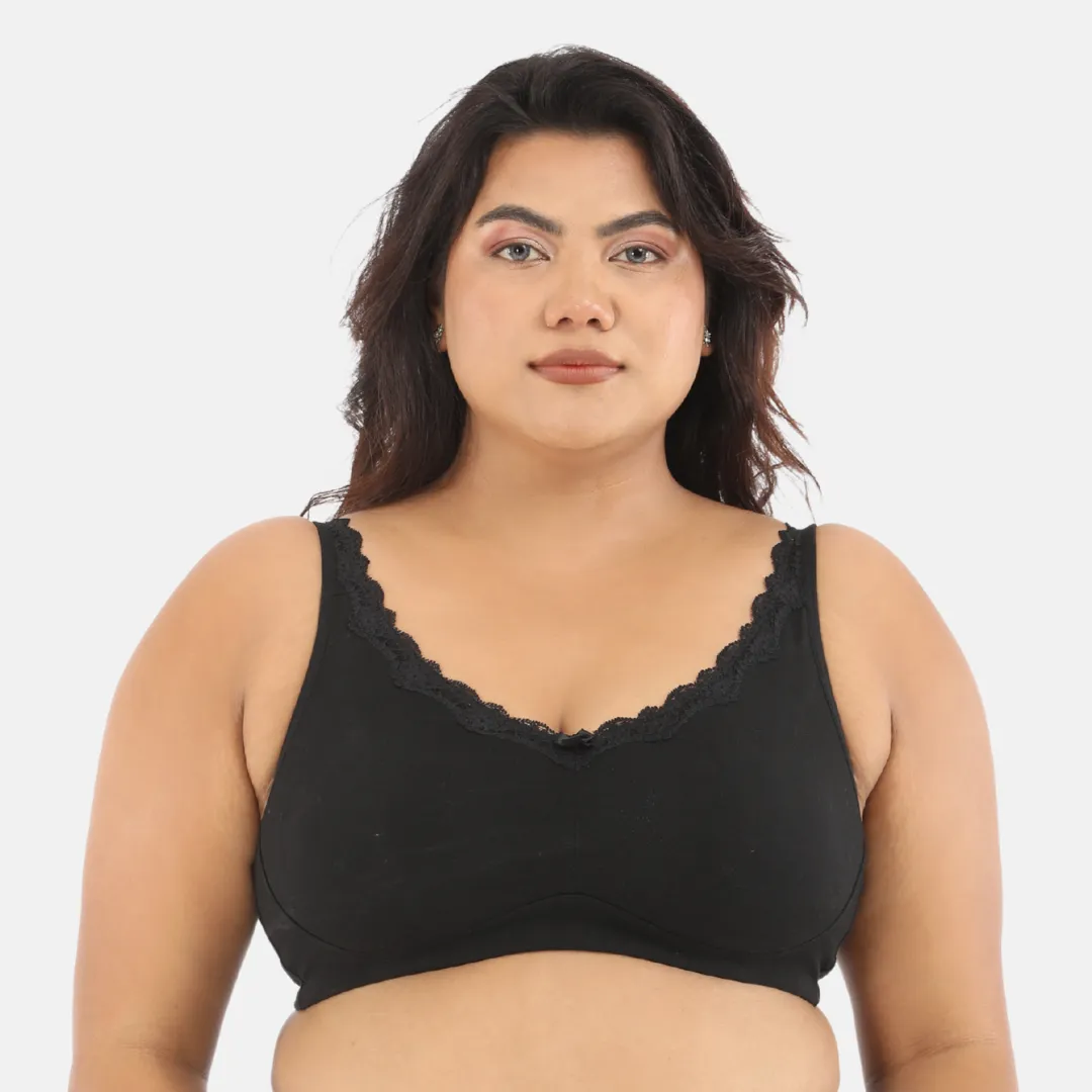 Day Bra For Curvy Women | Full Coverage | Wire-Free & Non-Padded | Seamless Cups | No Centre Panel/Gore | Back Hook & Eye Closure