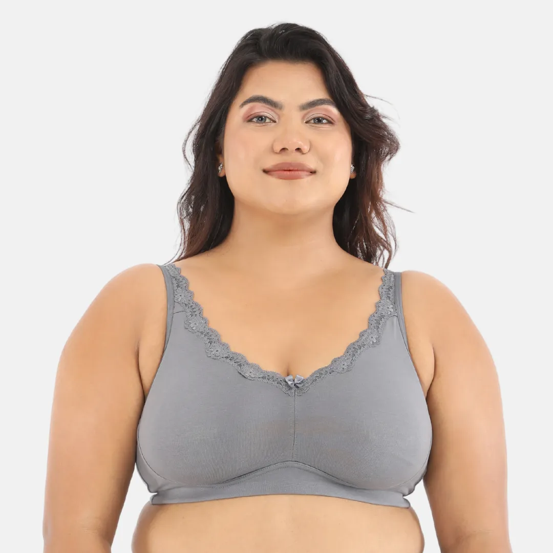 Day Bra For Curvy Women | Full Coverage | Wire-Free & Non-Padded | Seamless Cups | No Centre Panel/Gore | Back Hook & Eye Closure