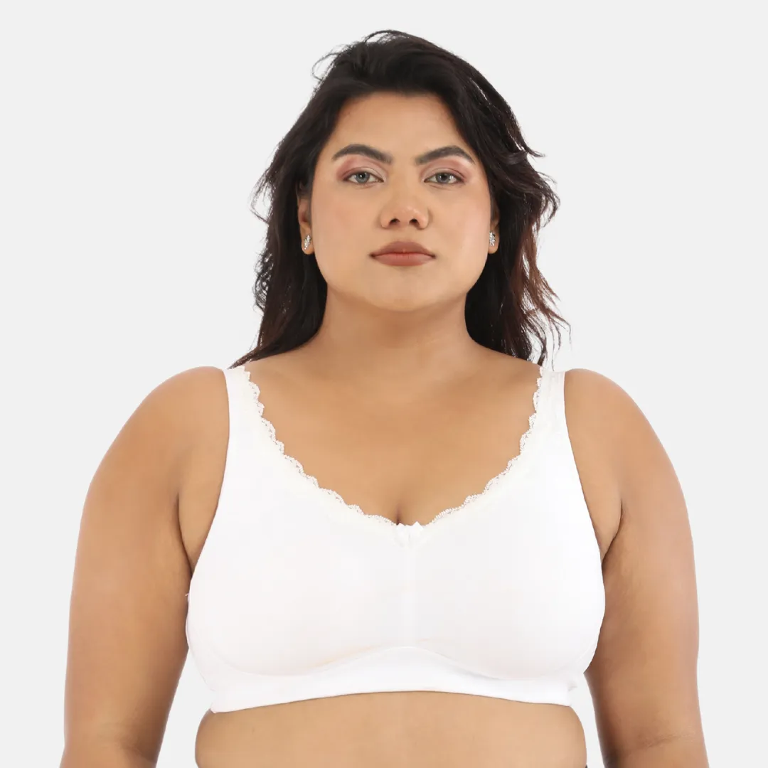 Day Bra For Curvy Women | Full Coverage | Wire-Free & Non-Padded | Seamless Cups | No Centre Panel/Gore | Back Hook & Eye Closure