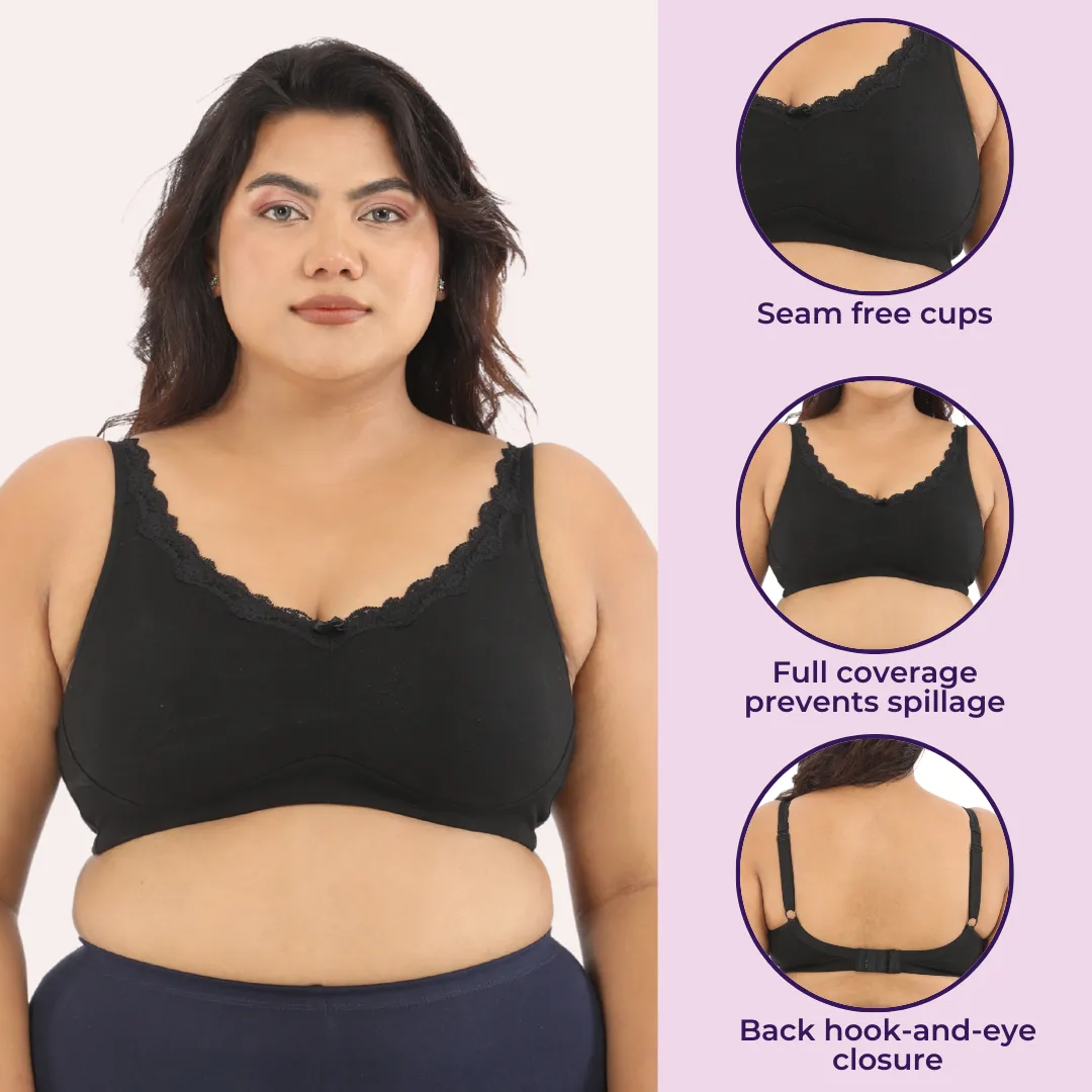 Day Bra For Curvy Women | Full Coverage | Wire-Free & Non-Padded | Seamless Cups | No Centre Panel/Gore | Back Hook & Eye Closure | Pack Of 3 - Image 2