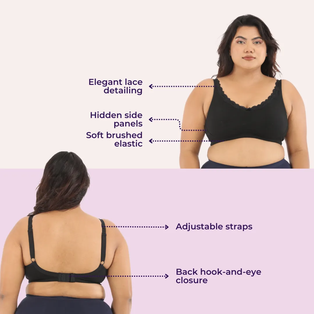 Day Bra For Curvy Women | Full Coverage | Wire-Free & Non-Padded | Seamless Cups | No Centre Panel/Gore | Back Hook & Eye Closure | Pack Of 3 - Image 6