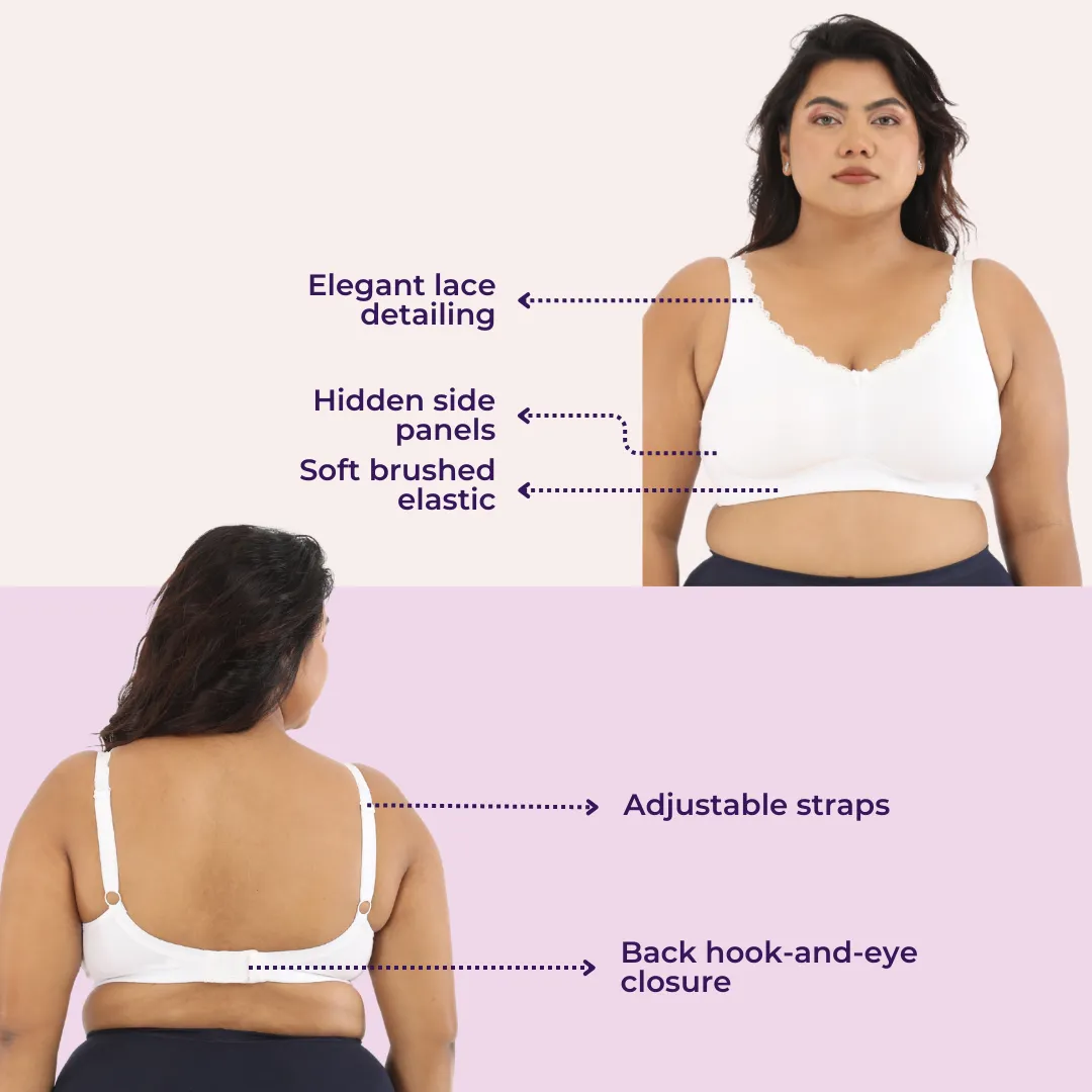 Day Bra For Curvy Women | Full Coverage | Wire-Free & Non-Padded | Seamless Cups | No Centre Panel/Gore | Back Hook & Eye Closure | Pack Of 3 - Image 6