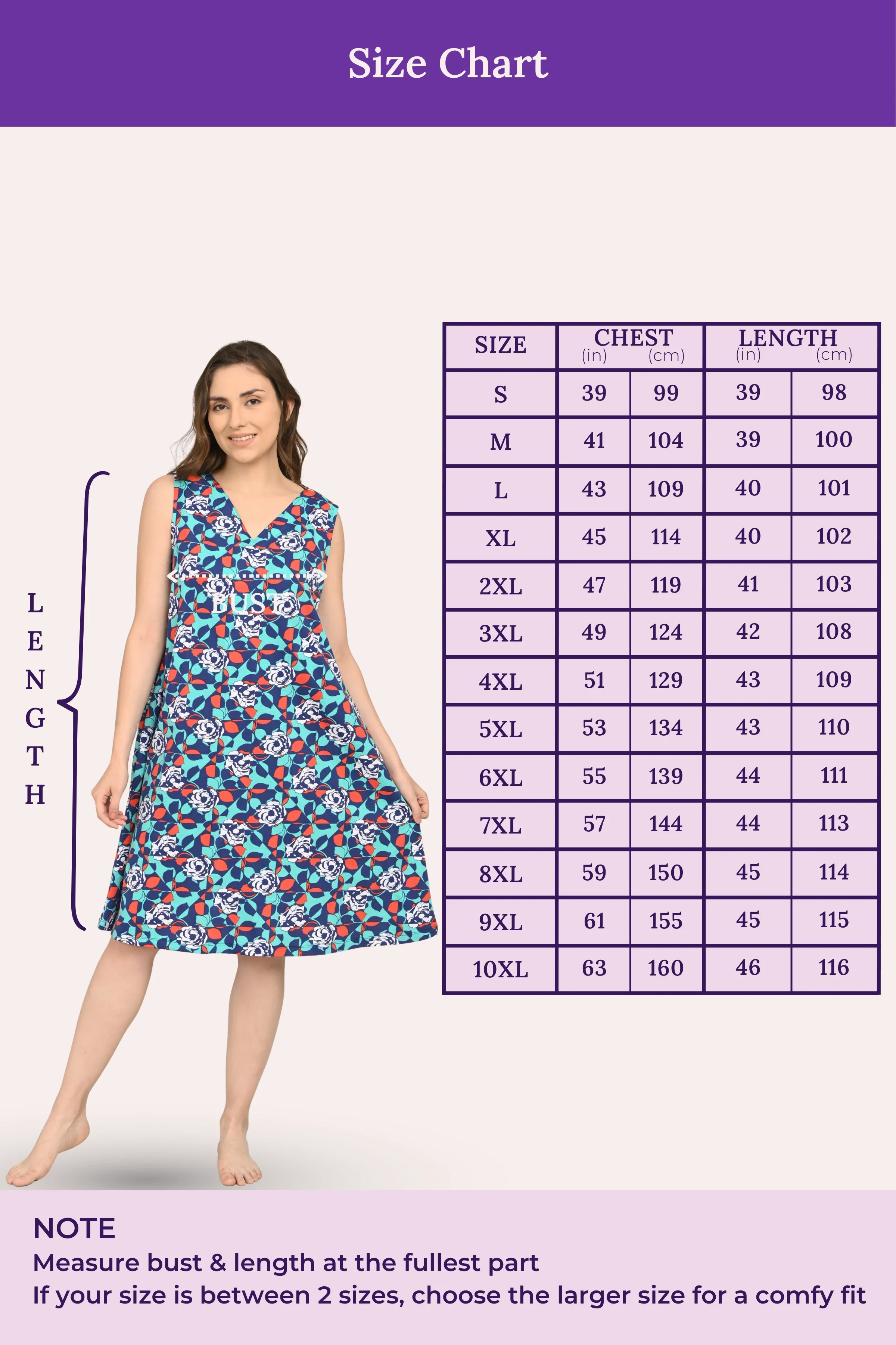 Easy Flare Nighty | V Neck | Fit & Flare Silhouette | Roomy For Comfort | Knee Length | With 2 Pockets - Image 3