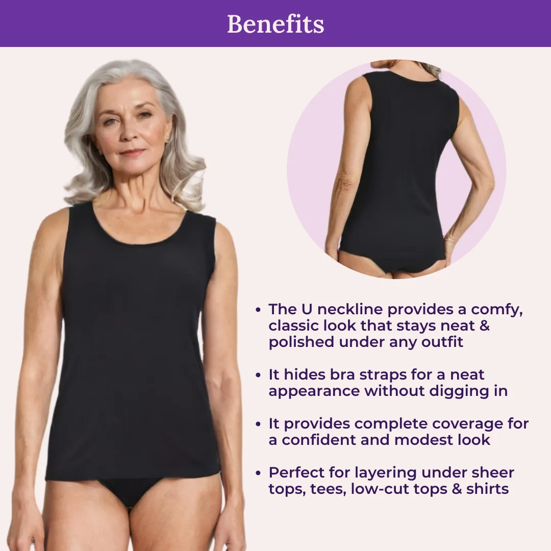 Inner Tank Top | Fabric Shoulder | Round Neckline | Offers Full Coverage | Pack Of 2 - Image 5