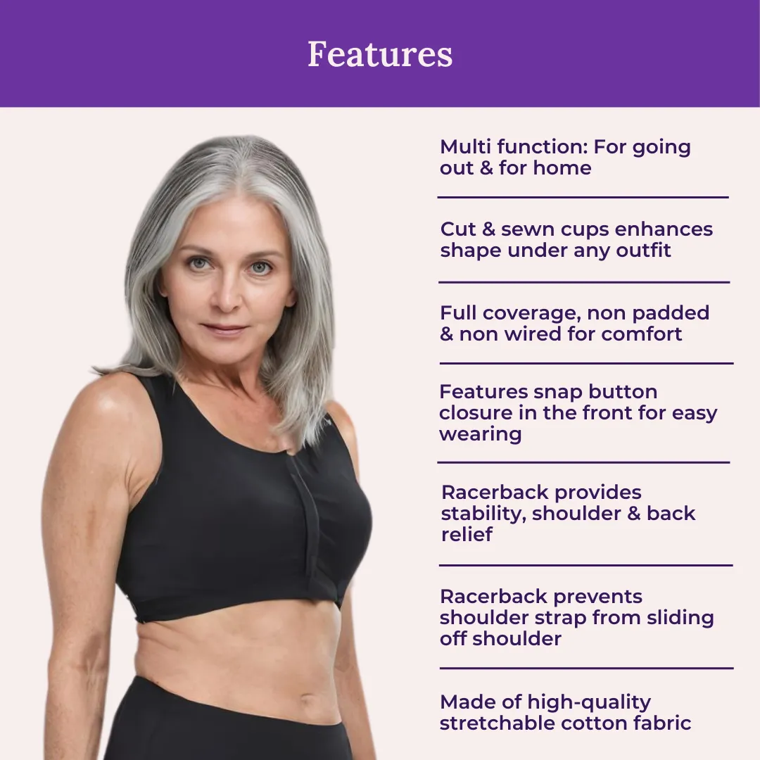 Front Open Bra | Non Padded | Non Wired | Racerback | High Back Rise | Full Coverage - Image 4