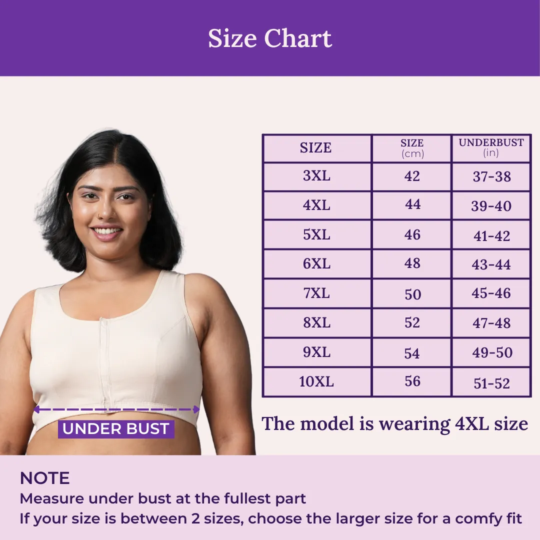 Front Open Button Bra For Plus Size | Non Padded | Non Wired | Racerback | Full Coverage | High Back Rise - Image 3