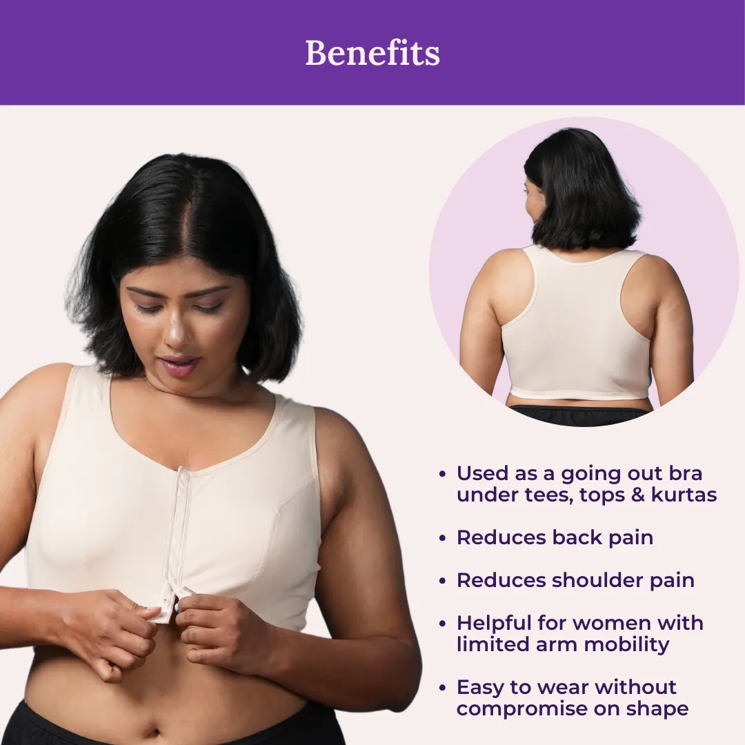 Front Open Button Bra For Plus Size | Non Padded | Non Wired | Racerback | Full Coverage | High Back Rise - Image 4