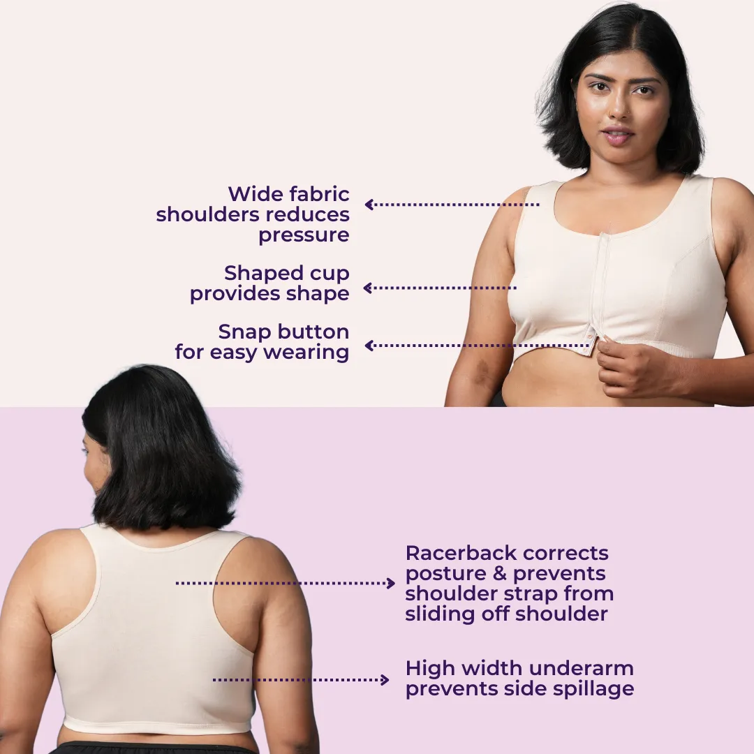 Front Open Button Bra For Plus Size | Non Padded | Non Wired | Racerback | Full Coverage | High Back Rise - Image 7