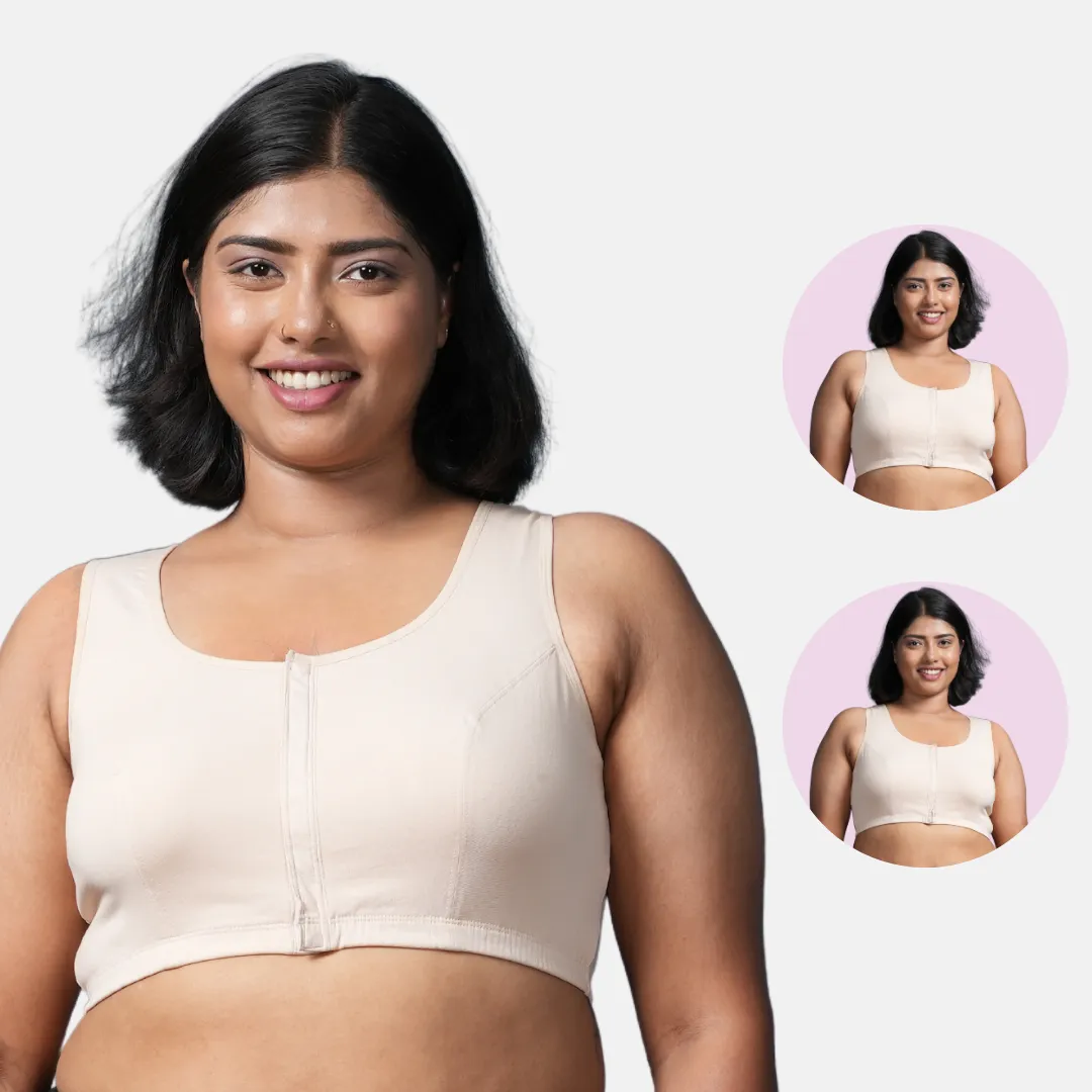 Front Open Button Bra for Plus Size | Non Padded | Non Wired | Racerback | High Back Rise | Full Coverage | Pack Of 2 - Image 14