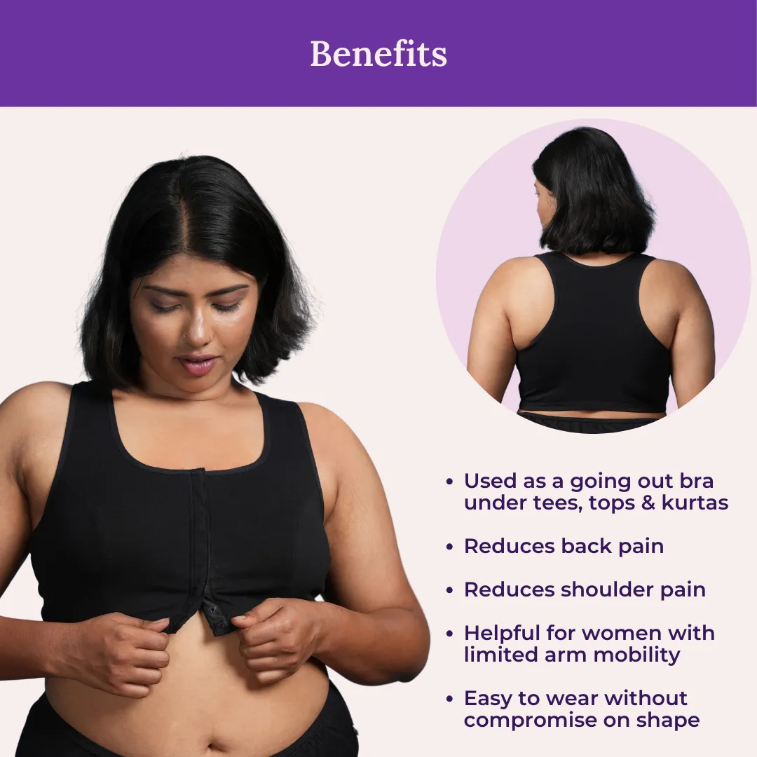 Front Open Button Bra for Plus Size | Non Padded | Non Wired | Racerback | High Back Rise | Full Coverage | Pack Of 2 - Image 4