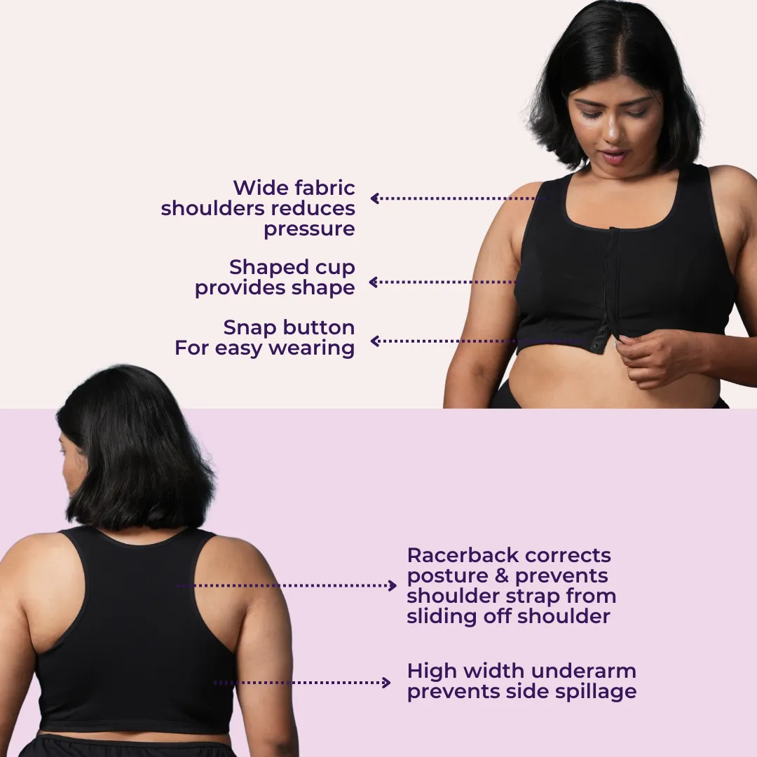 Front Open Button Bra for Plus Size | Non Padded | Non Wired | Racerback | High Back Rise | Full Coverage | Pack Of 2 - Image 7
