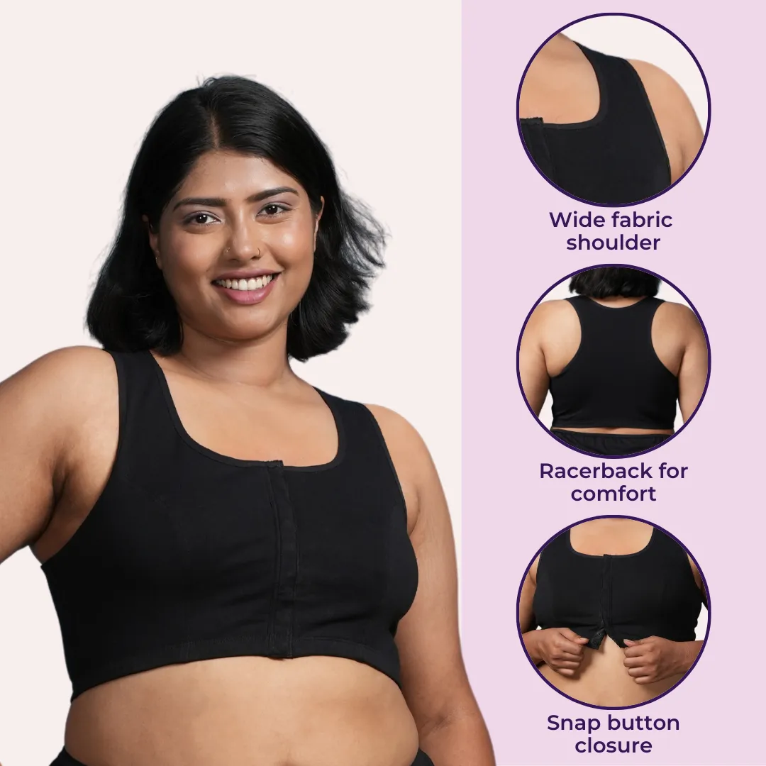 Front Open Button Bra for Plus Size | Non Padded | Non Wired | Racerback | High Back Rise | Full Coverage | Pack Of 2 - Image 9