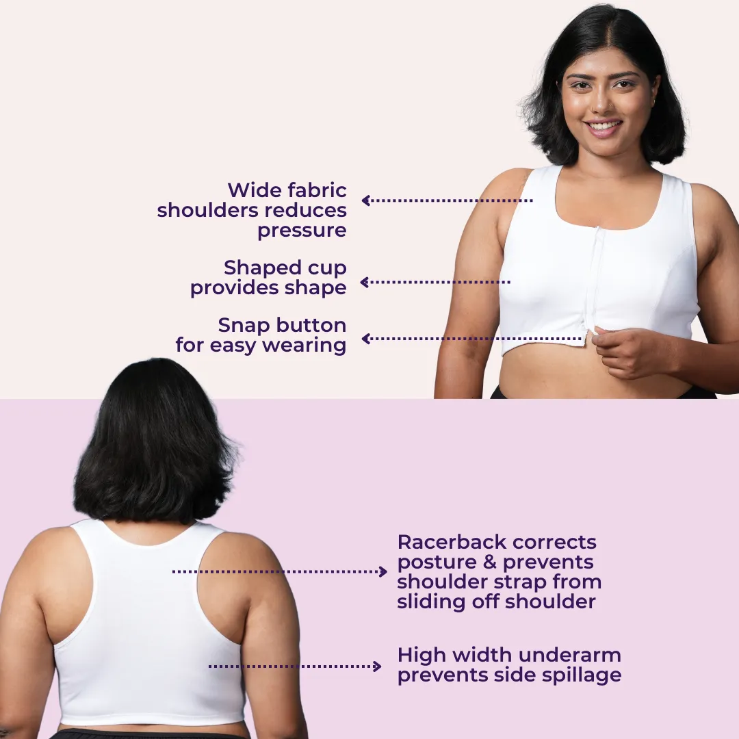 Front Open Button Bra for Plus Size | Non Padded | Non Wired | Racerback | High Back Rise | Full Coverage | Pack Of 3 - Image 7