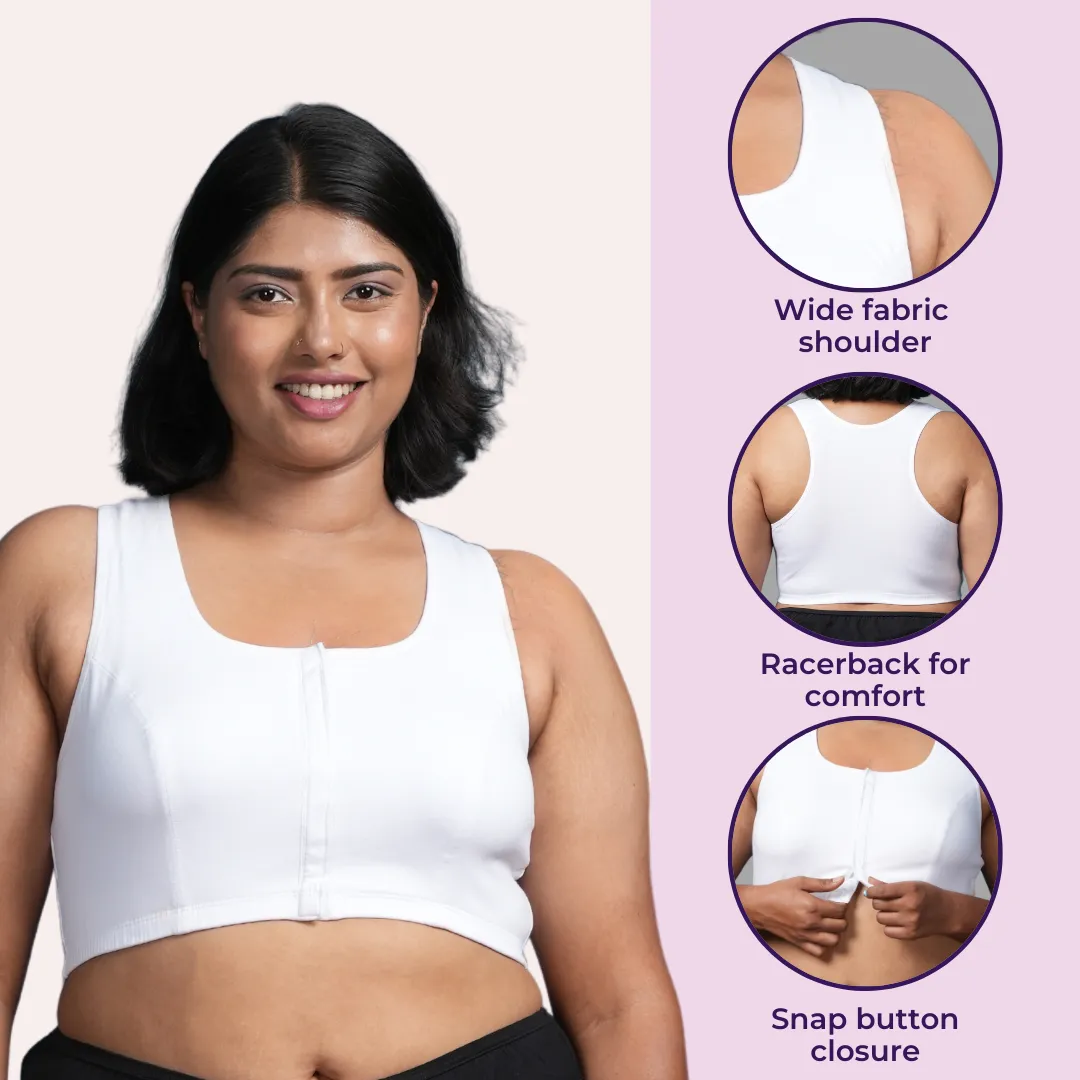 Front Open Button Bra for Plus Size | Non Padded | Non Wired | Racerback | High Back Rise | Full Coverage | Pack Of 3 - Image 8