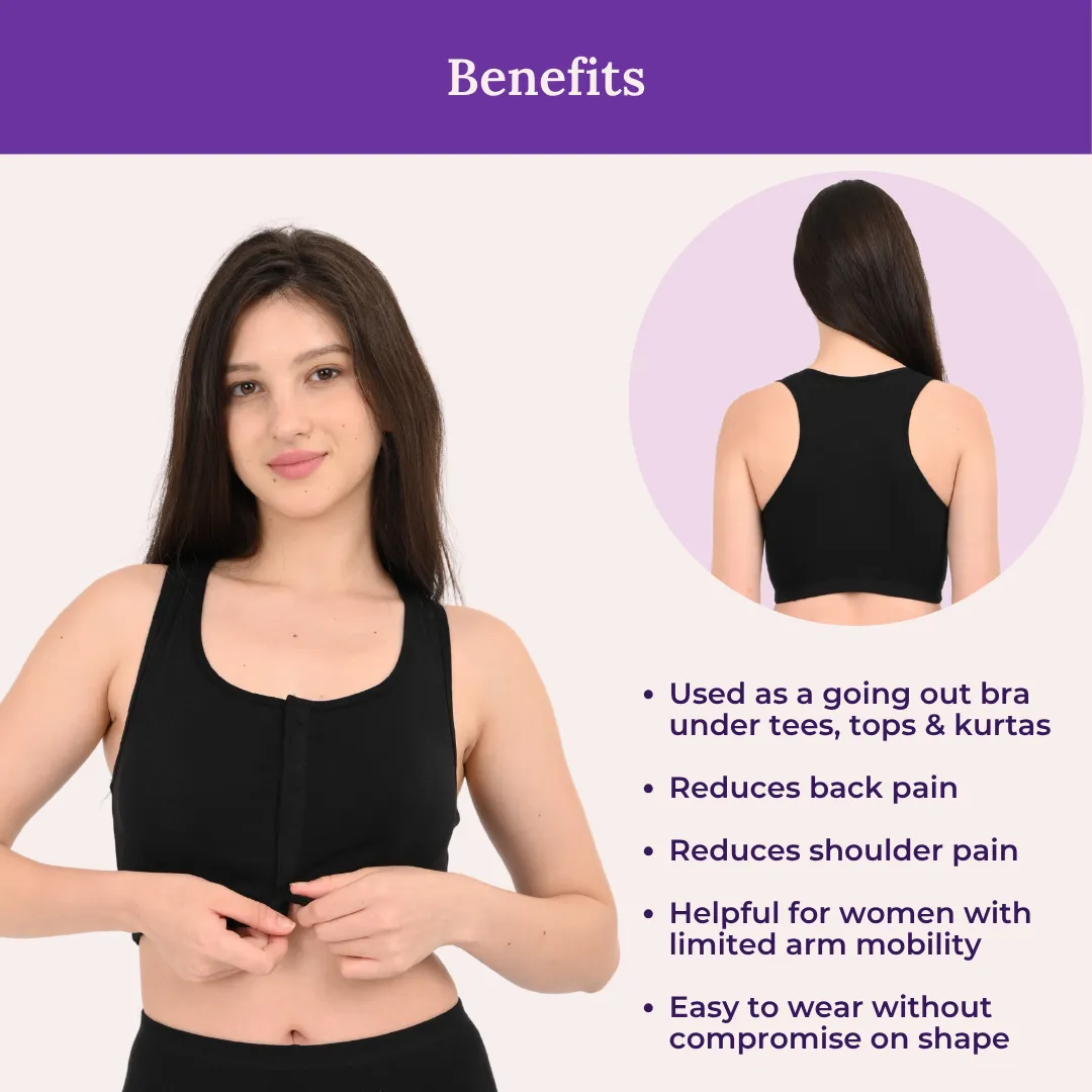 Front Open Bra | Non Padded | Non Wired | Full Coverage | Racerback | High Back Rise - Image 4