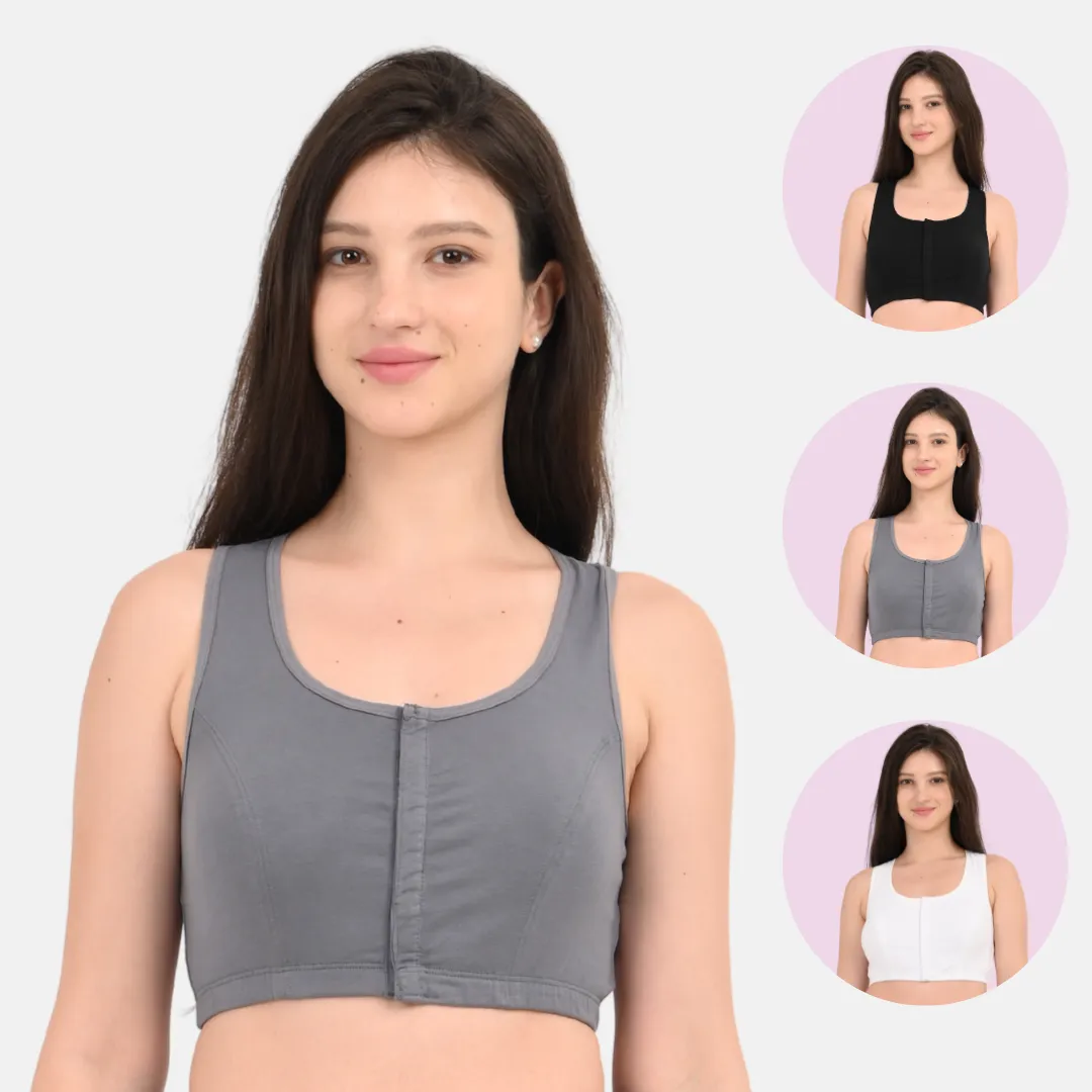 Front Open Bra | Non Padded | Non Wired | Full Coverage | Racerback | High Back Rise | Pack Of 3 - Image 14