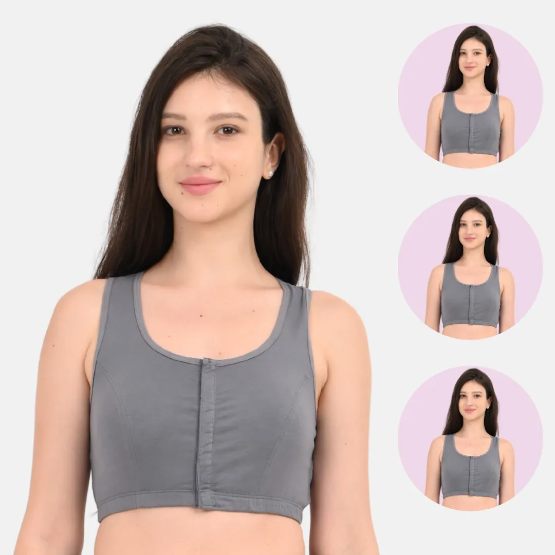 Front Open Bra | Non Padded | Non Wired | Full Coverage | Racerback | High Back Rise | Pack Of 3 - Image 15