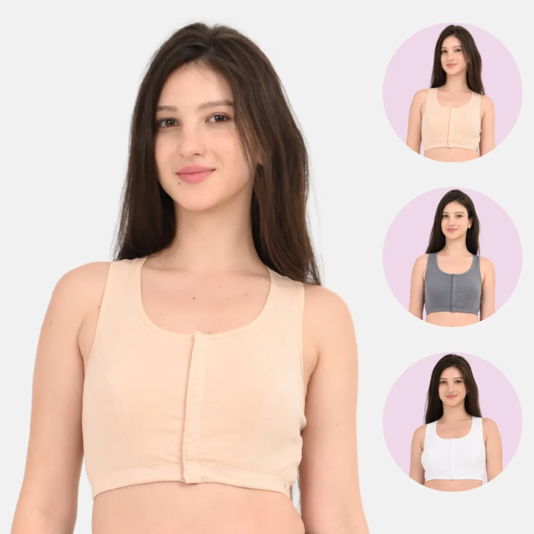 Front Open Bra | Non Padded | Non Wired | Full Coverage | Racerback | High Back Rise | Pack Of 3 - Image 17
