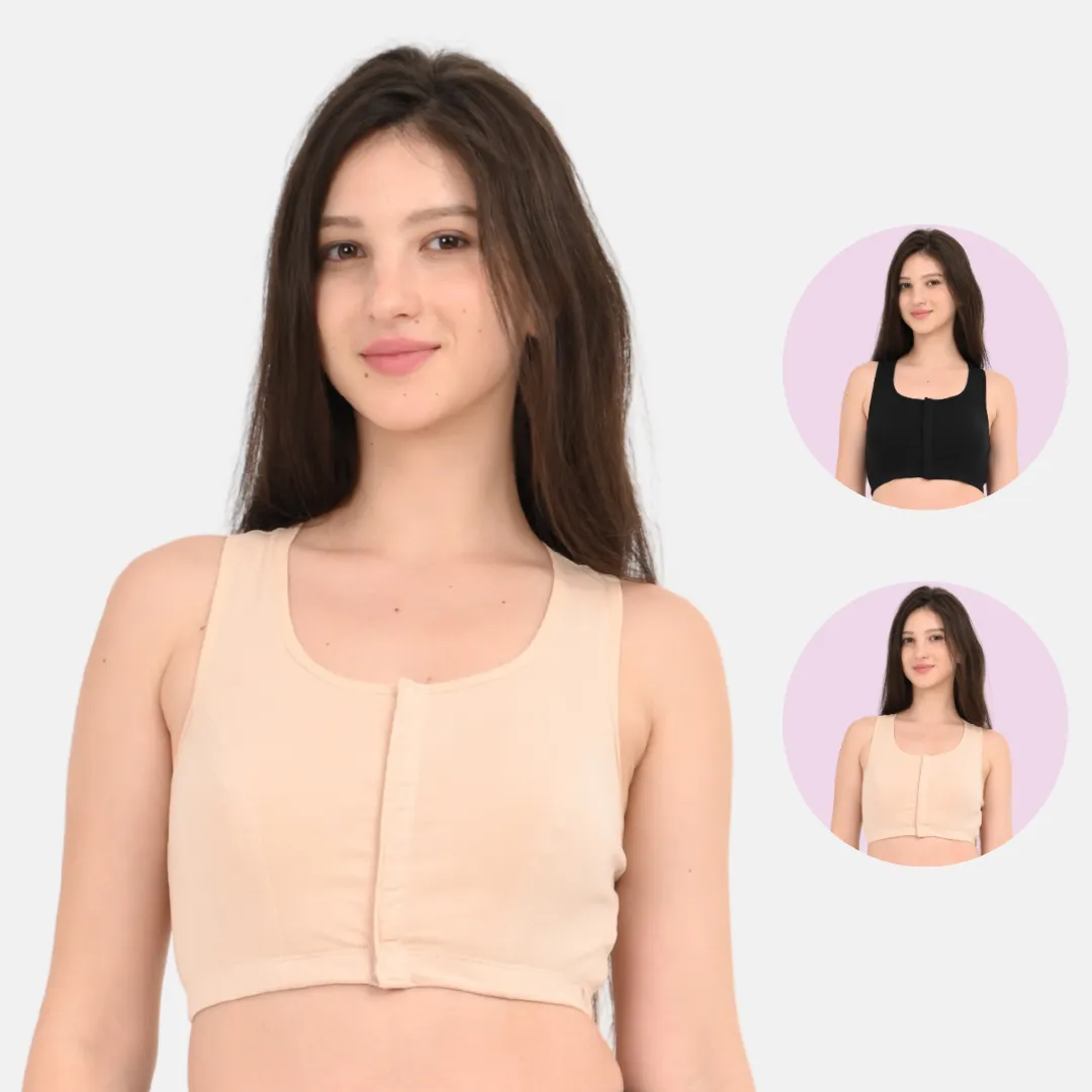 Front Open Bra | Non Padded | Non Wired | Full Coverage | Racerback | High Back Rise | Pack Of 2 - Image 12