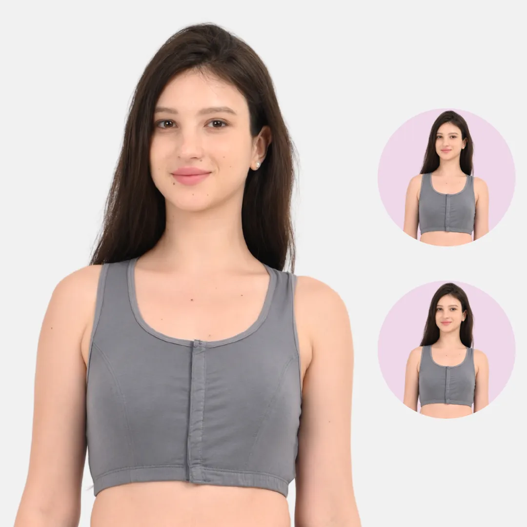 Front Open Bra | Non Padded | Non Wired | Full Coverage | Racerback | High Back Rise | Pack Of 2 - Image 16