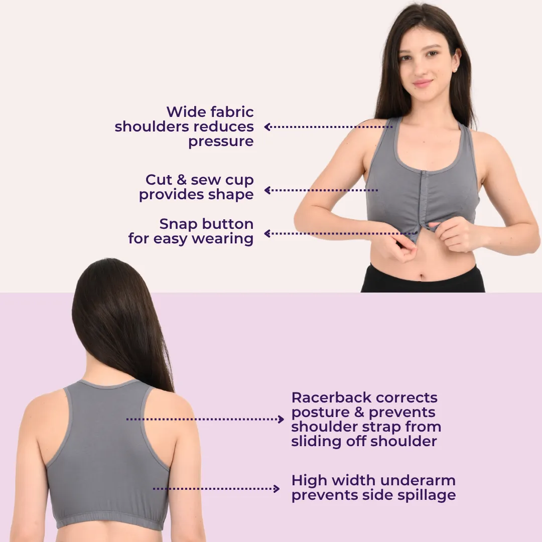 Front Open Bra | Non Padded | Non Wired | Full Coverage | Racerback | High Back Rise | Pack Of 3 - Image 7