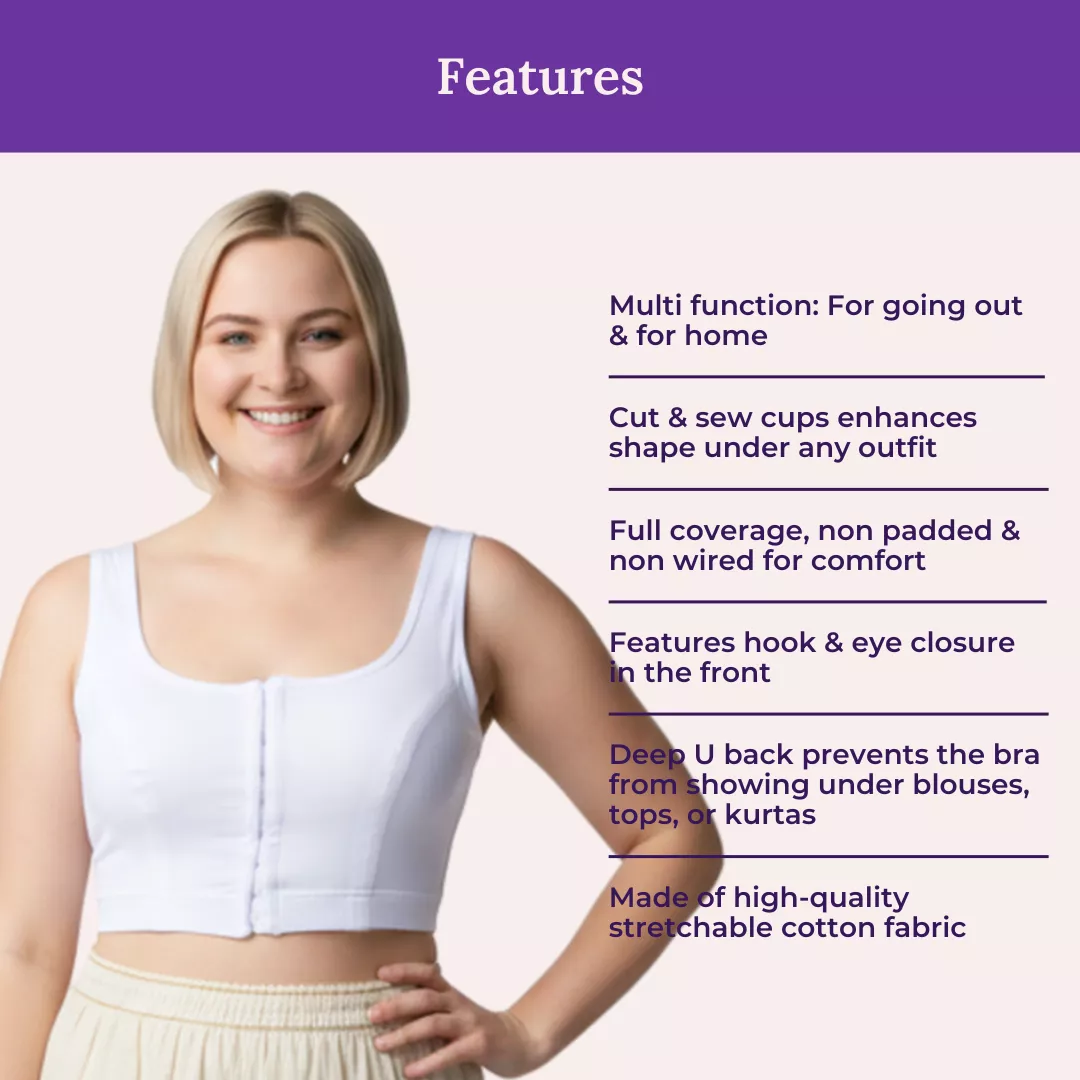 Plus Size Front Hook Bra | Non-Padded | Non-Wired | Full Coverage | U-Back | Pack Of 2 - Image 4